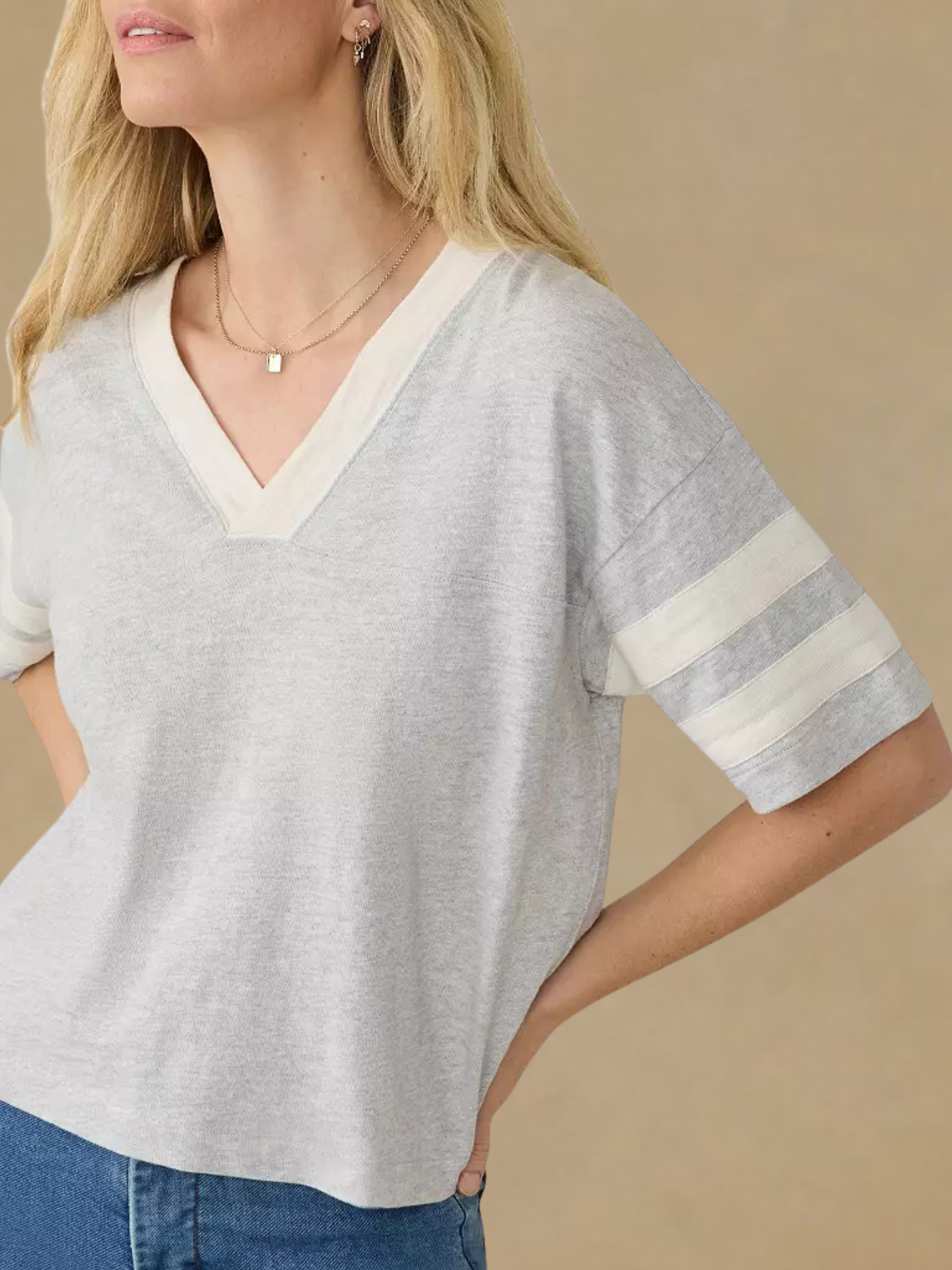 Faherty Sunwashed Varsity Tee - Grey