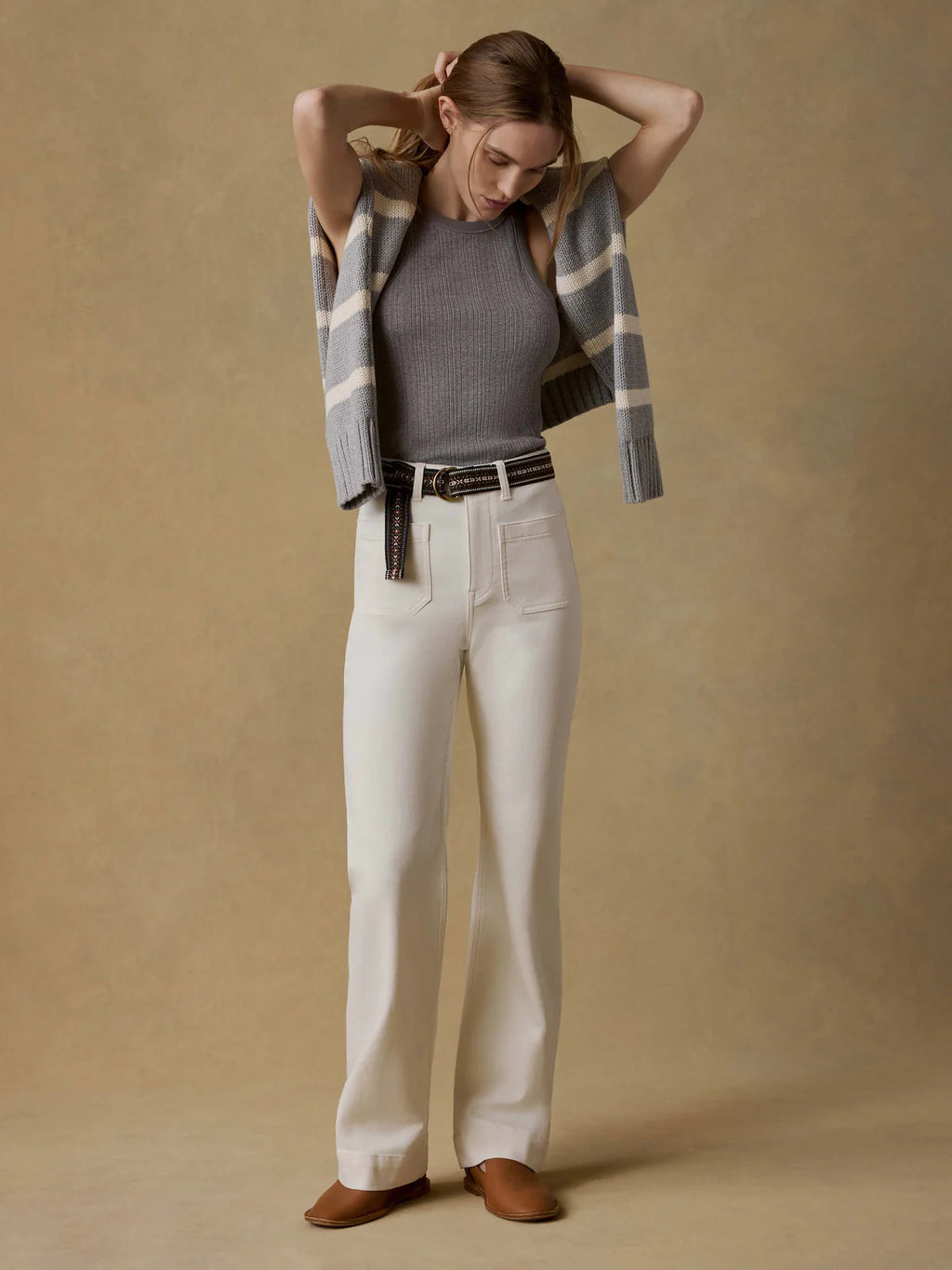 Faherty Stretch Terry Patch Pocket Pant - Egret