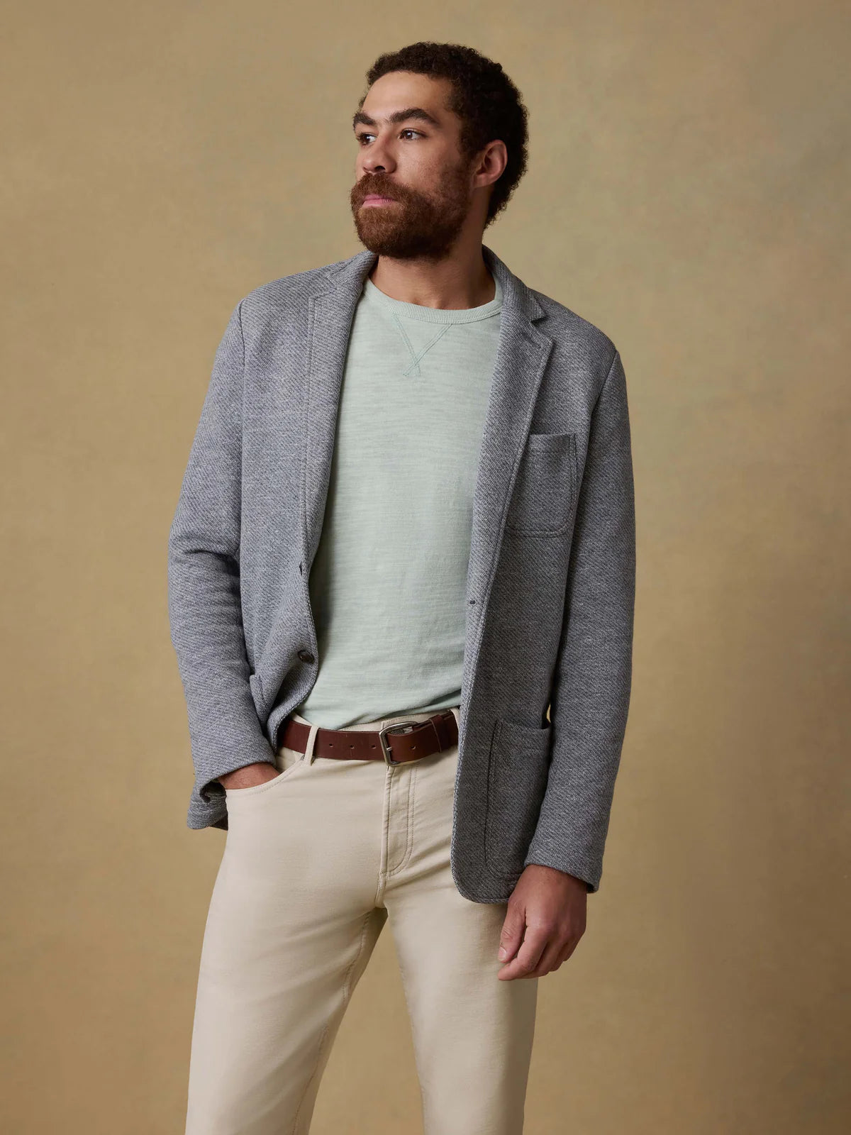 Faherty Inlet Knit Blazer - Medium Grey Melange