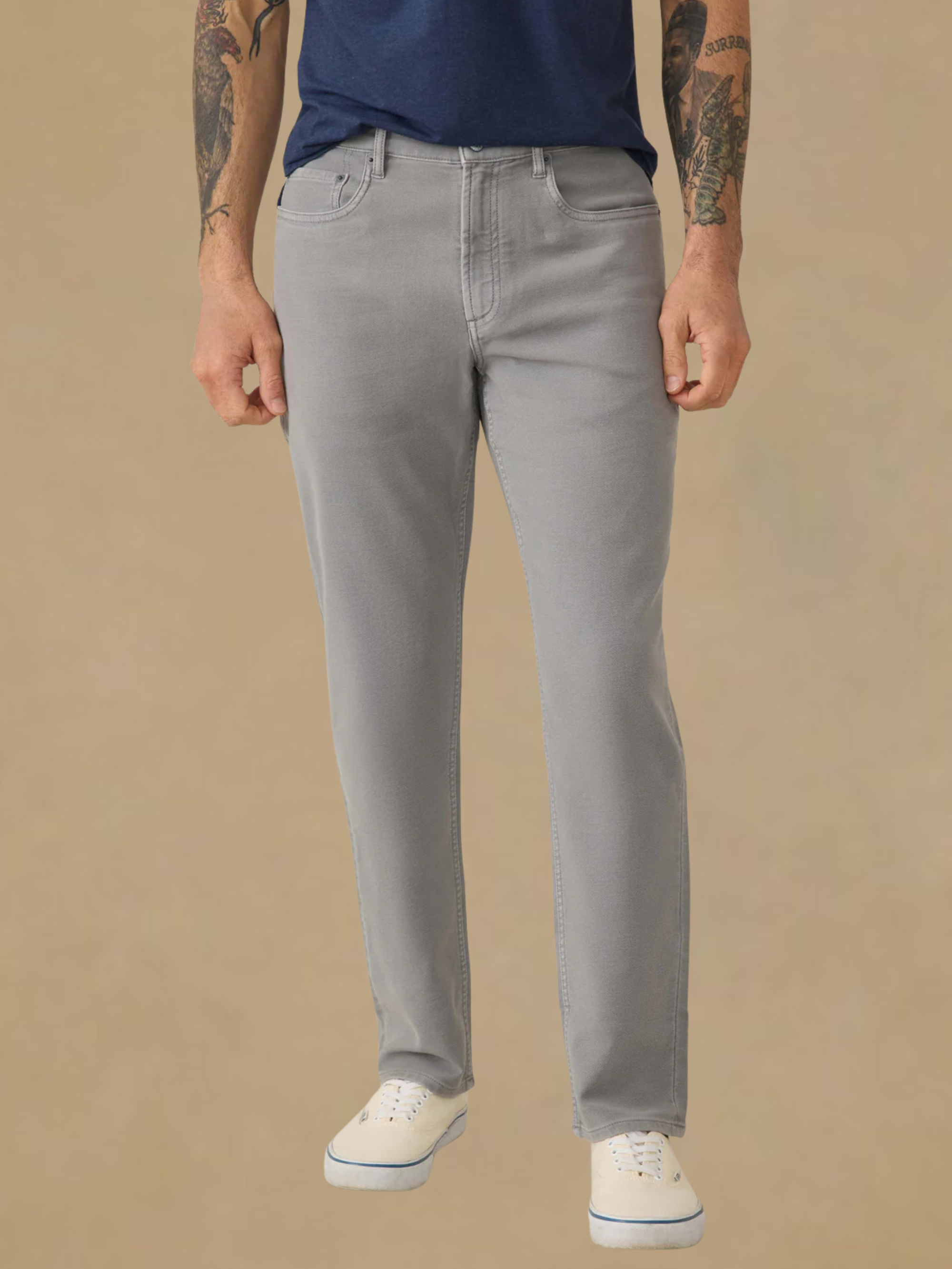 Faherty Stretch Terry 5 Pocket Pant - Iron