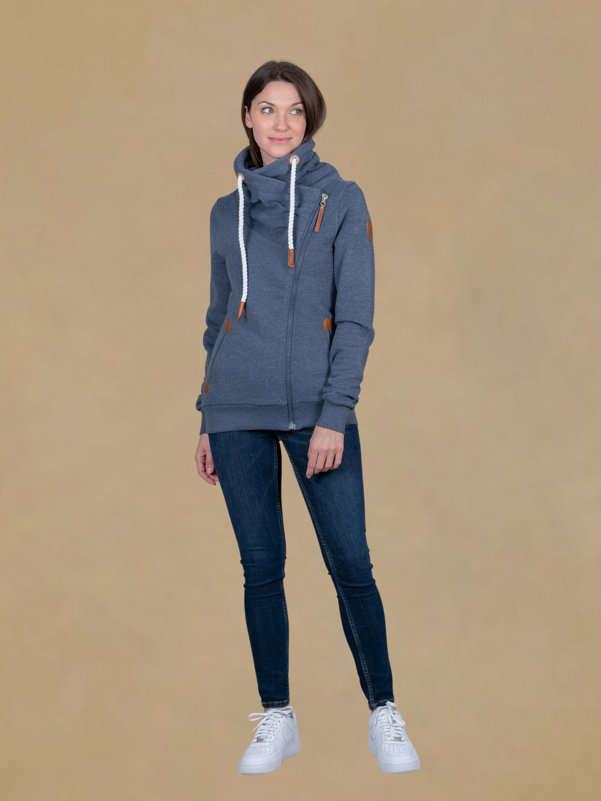 Wanakome Hestia Diagonal Zip Sweatshirt - Navy