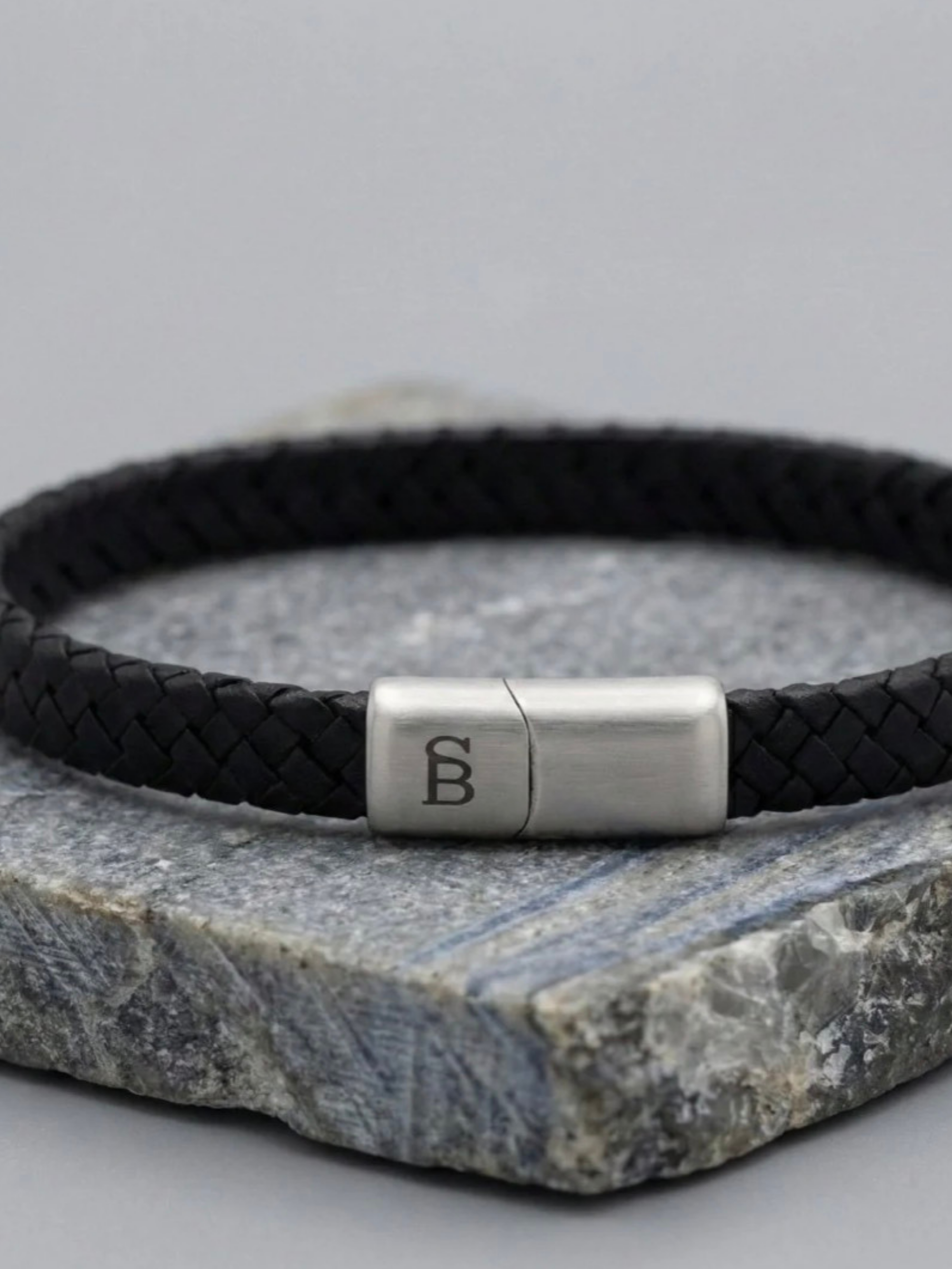 Steel & Barnett Leather Bracelet- Black