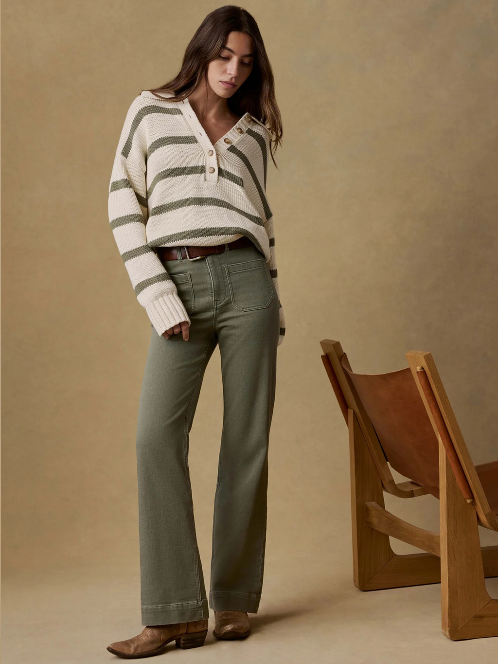 Faherty Stretch Terry Patch Pant - Island Olive