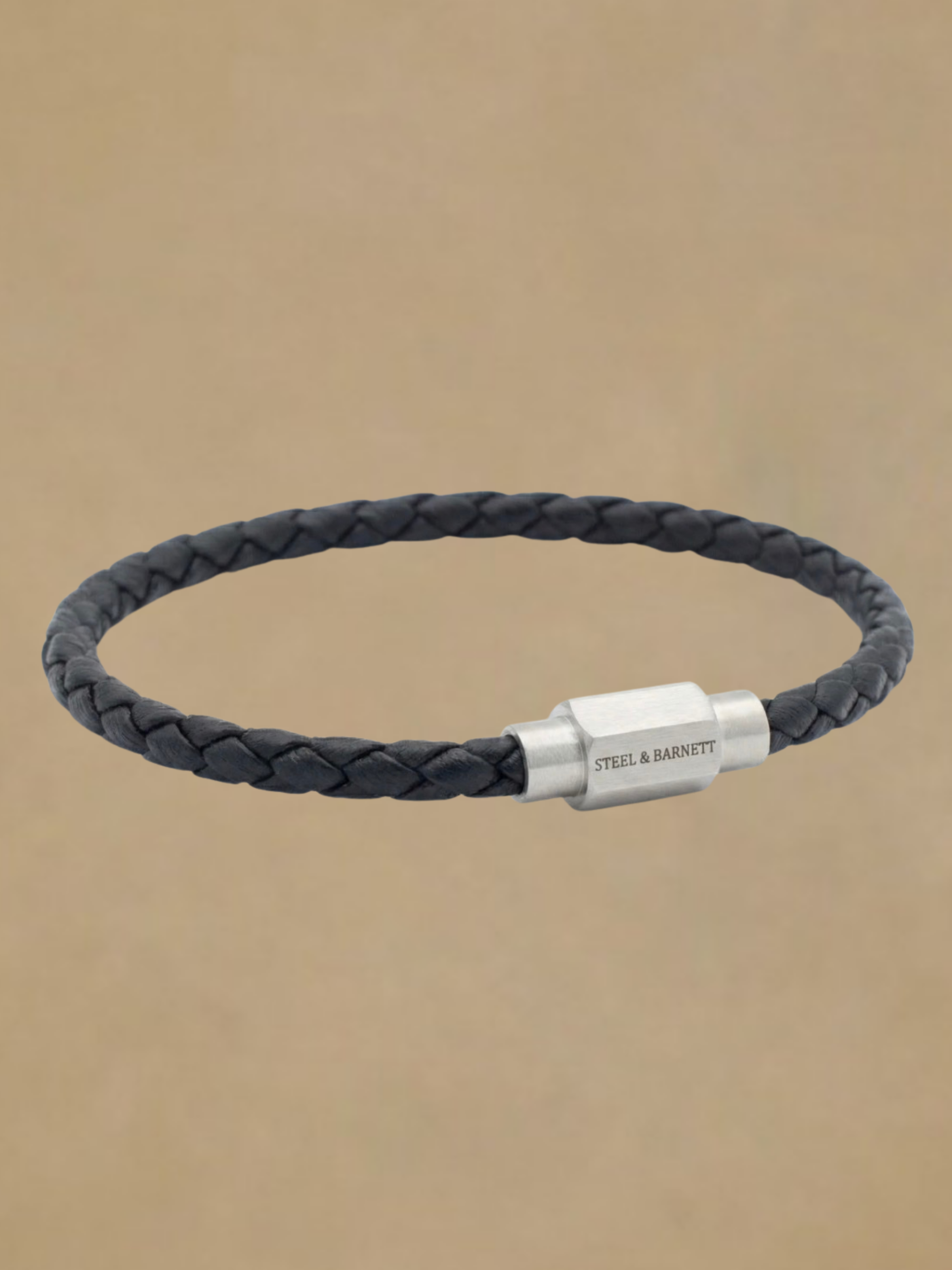 Steel & Barnett Leather Bracelet- Black