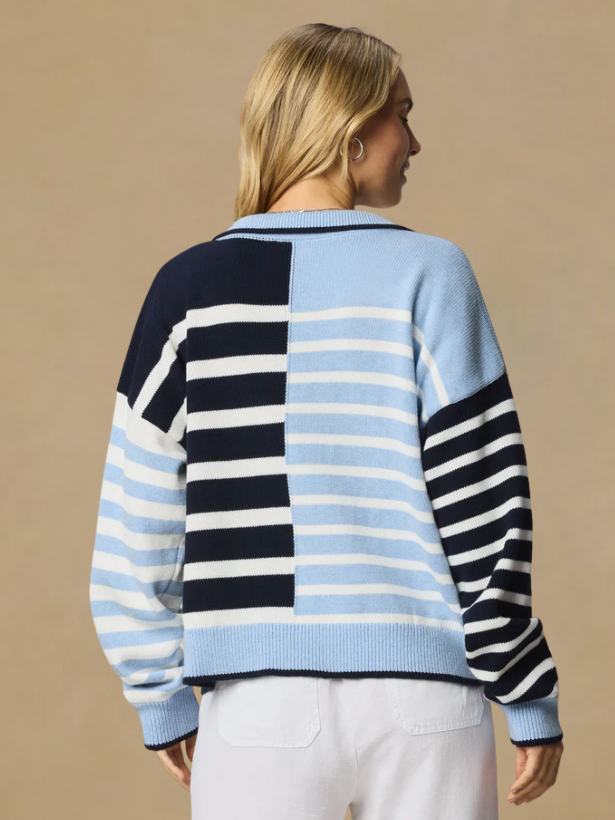 Splendid Arden Stripe Polp Sweater - Navy/Seabreeze