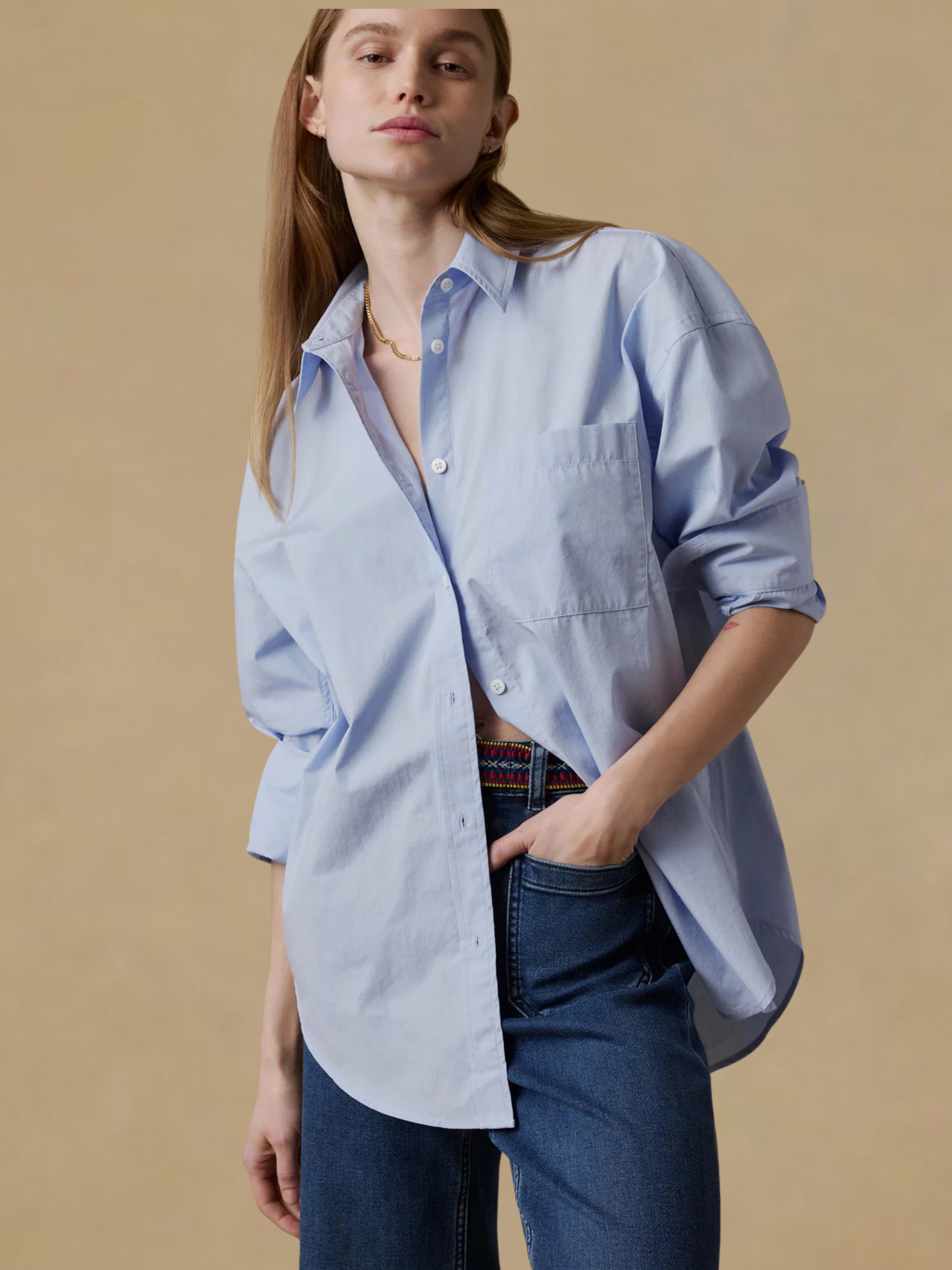 Faherty Coastal Poplin Shirt - Blue Current