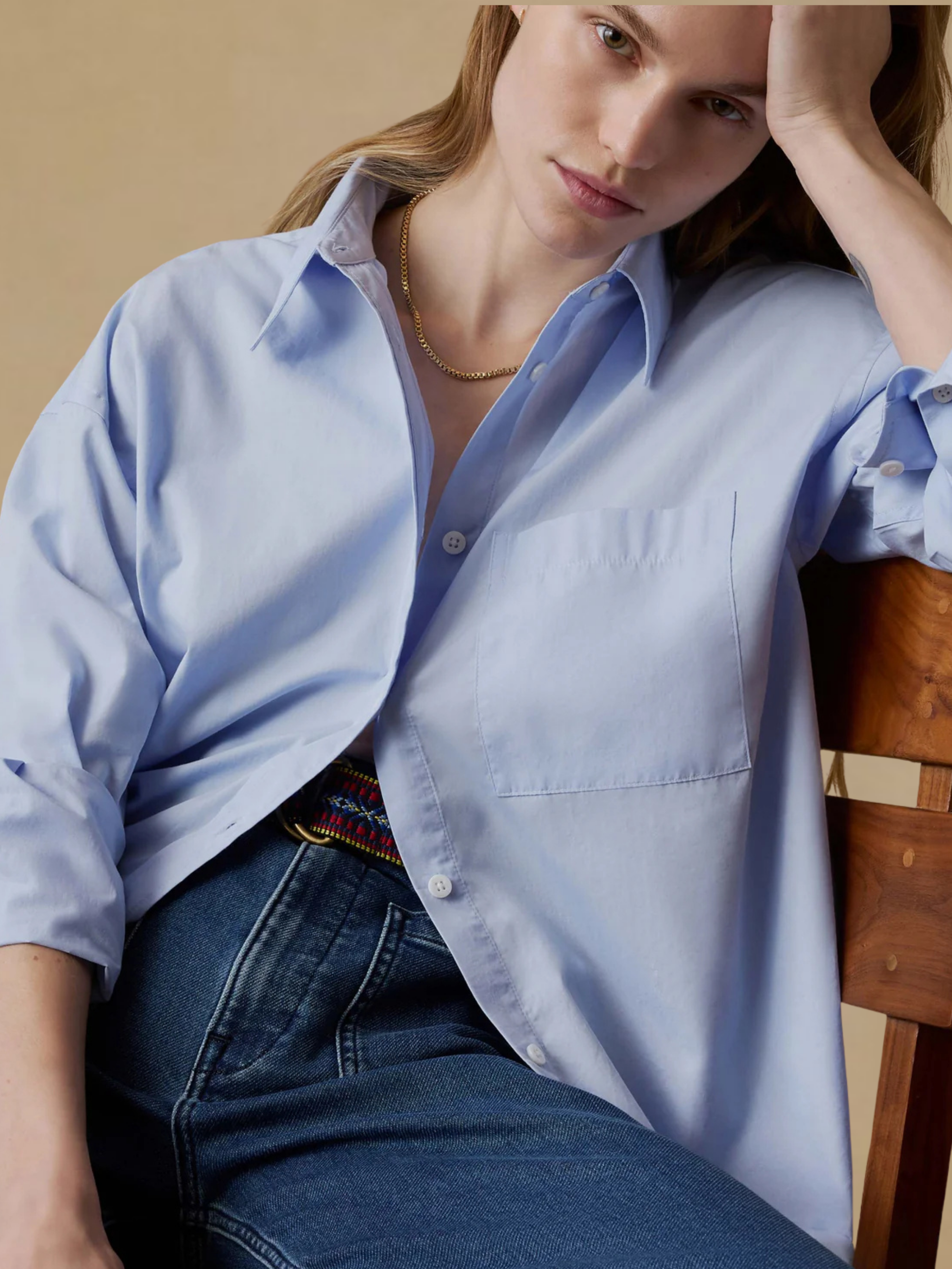 Faherty Coastal Poplin Shirt - Blue Current