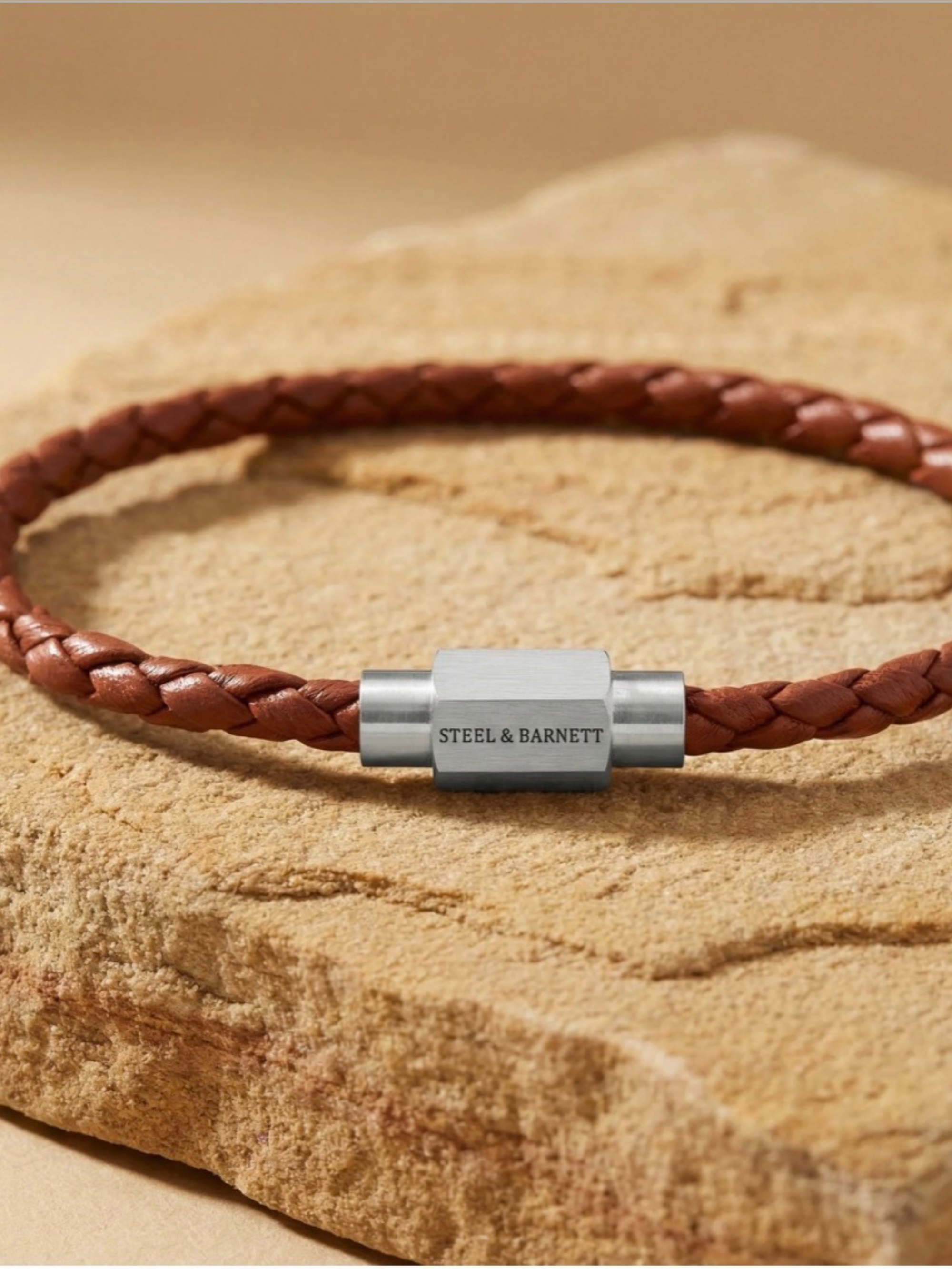 Steel & Barnett Leather Bracelet - Peanut