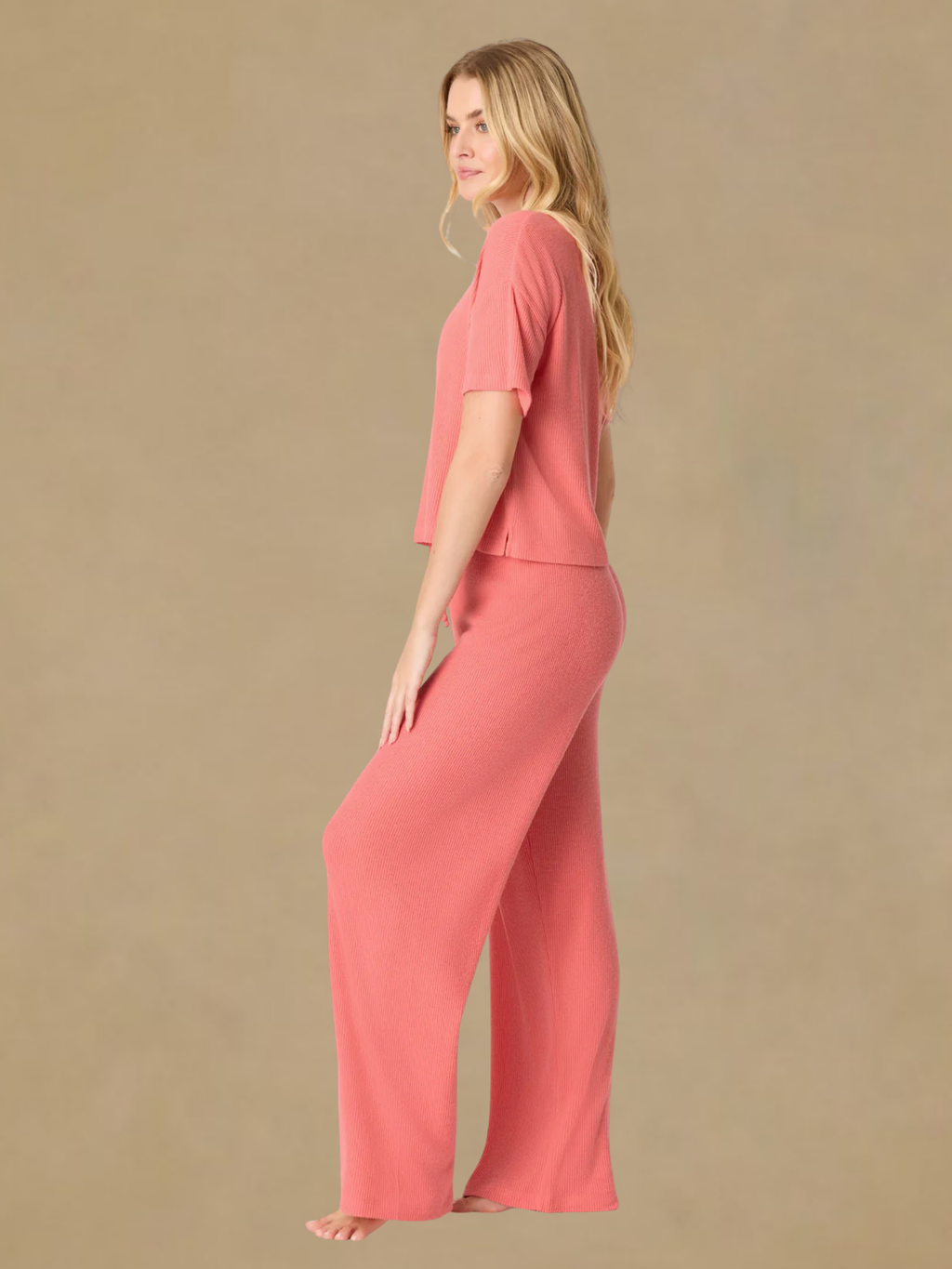 PJ Salvage Textured Long Lounge Set - Sunset Rose