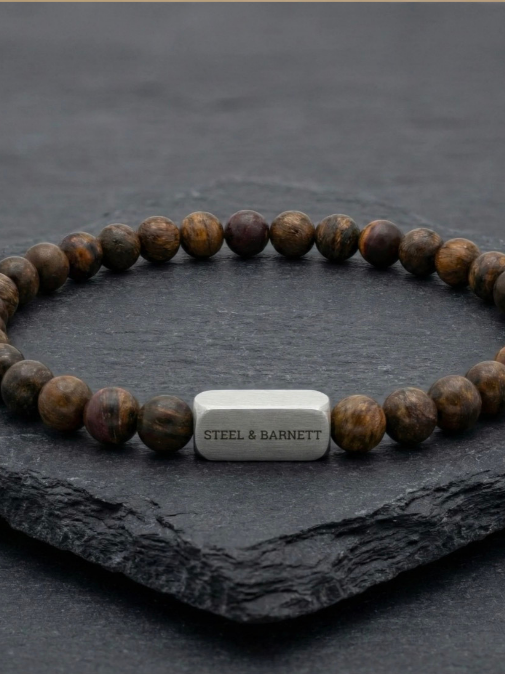 Steel & Barnett Stone Bracelet - Matte Tiger