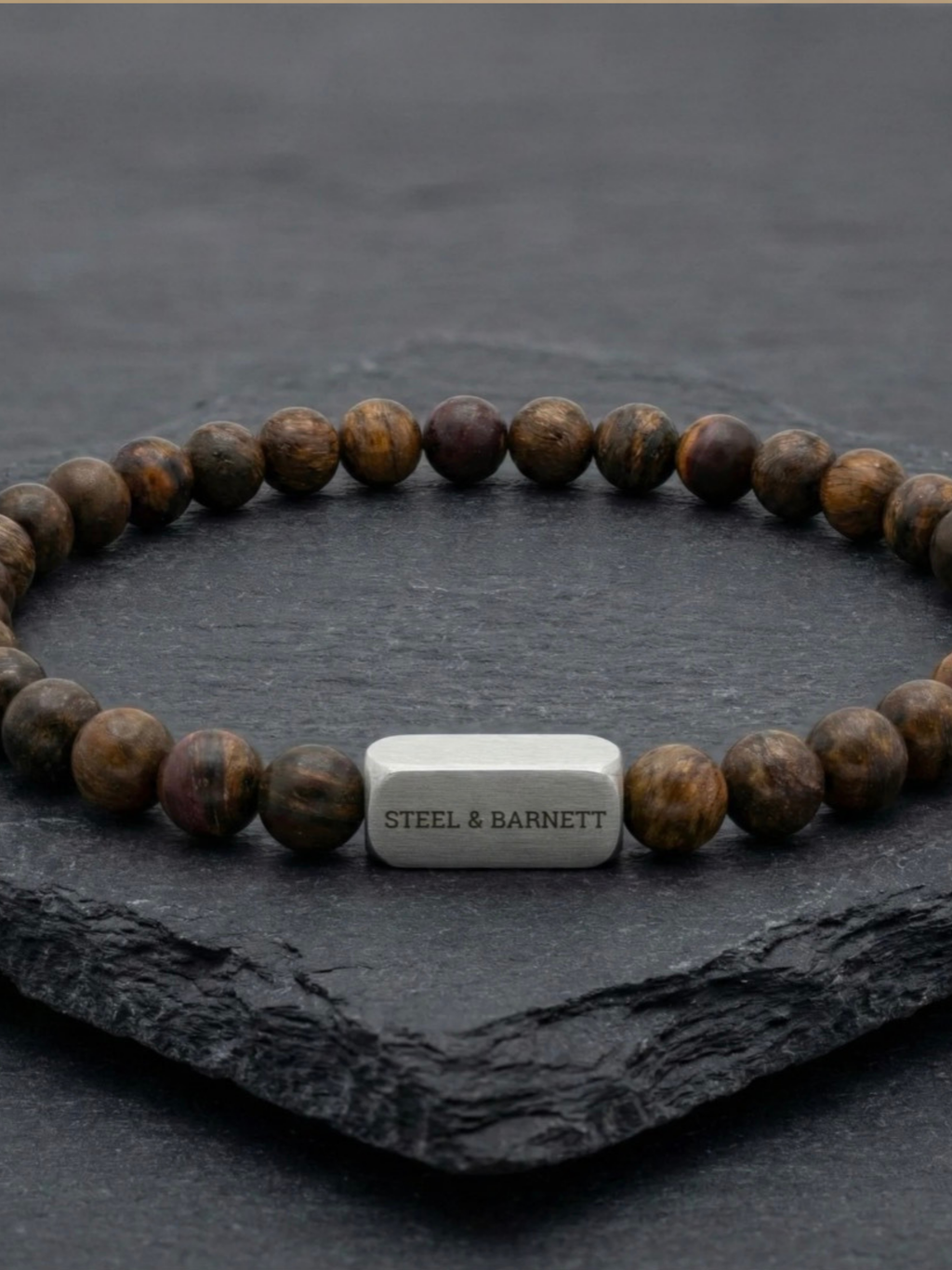 Steel & Barnett Stone Bracelet- Matte Bronzite