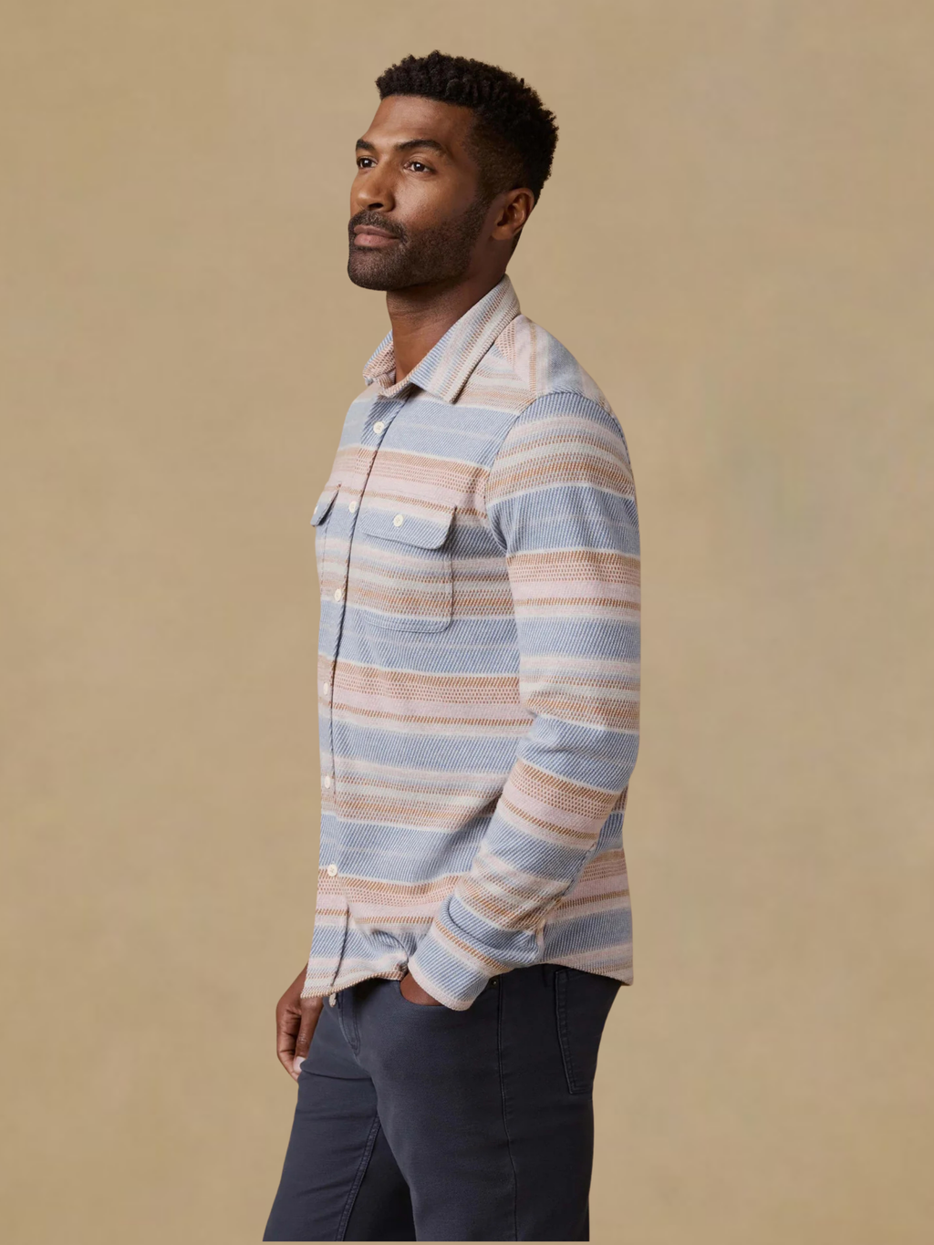 Faherty Legend Sweater Shirt- Isle Breeze Stripe