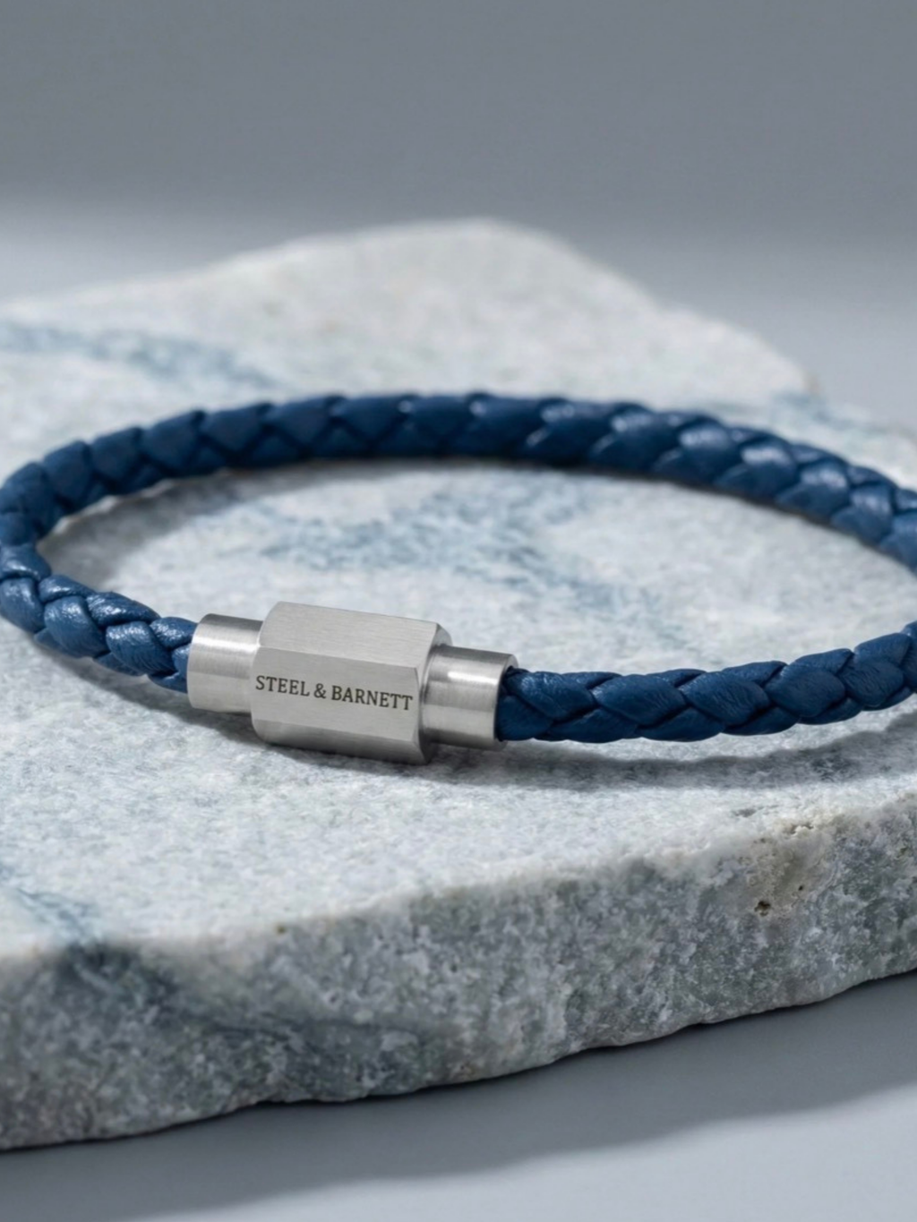 Steel & Barnett Leather Bracelet- Jean Blue
