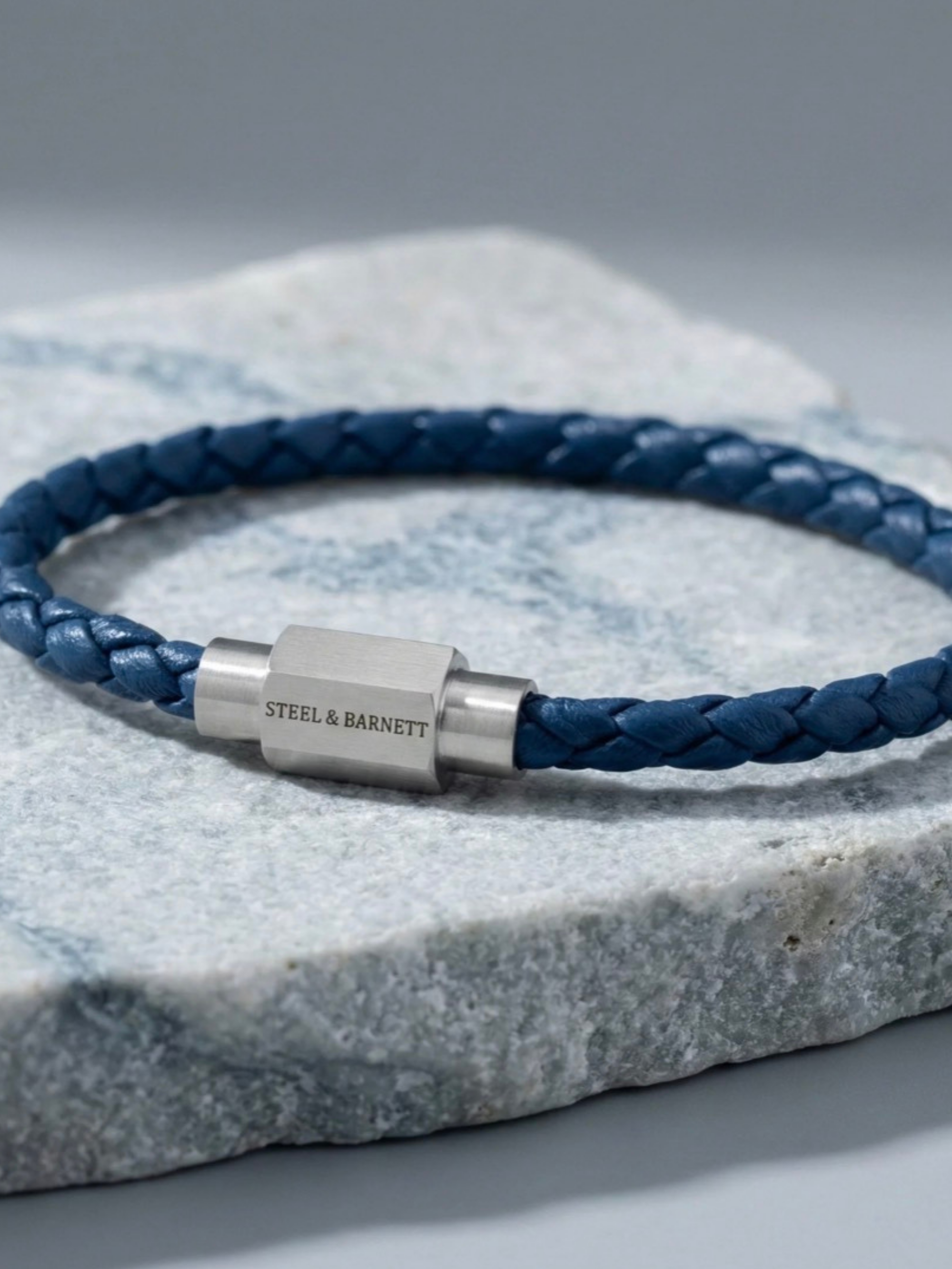 Steel & Barnett Leather Bracelet- Jean Blue