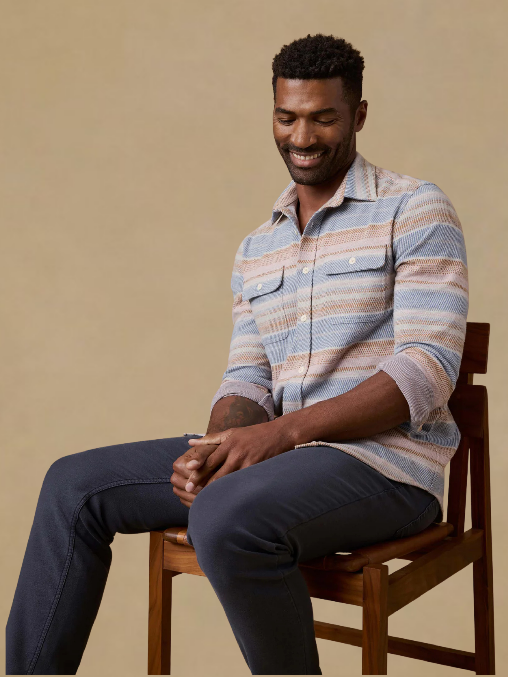 Faherty Legend Sweater Shirt- Isle Breeze Stripe