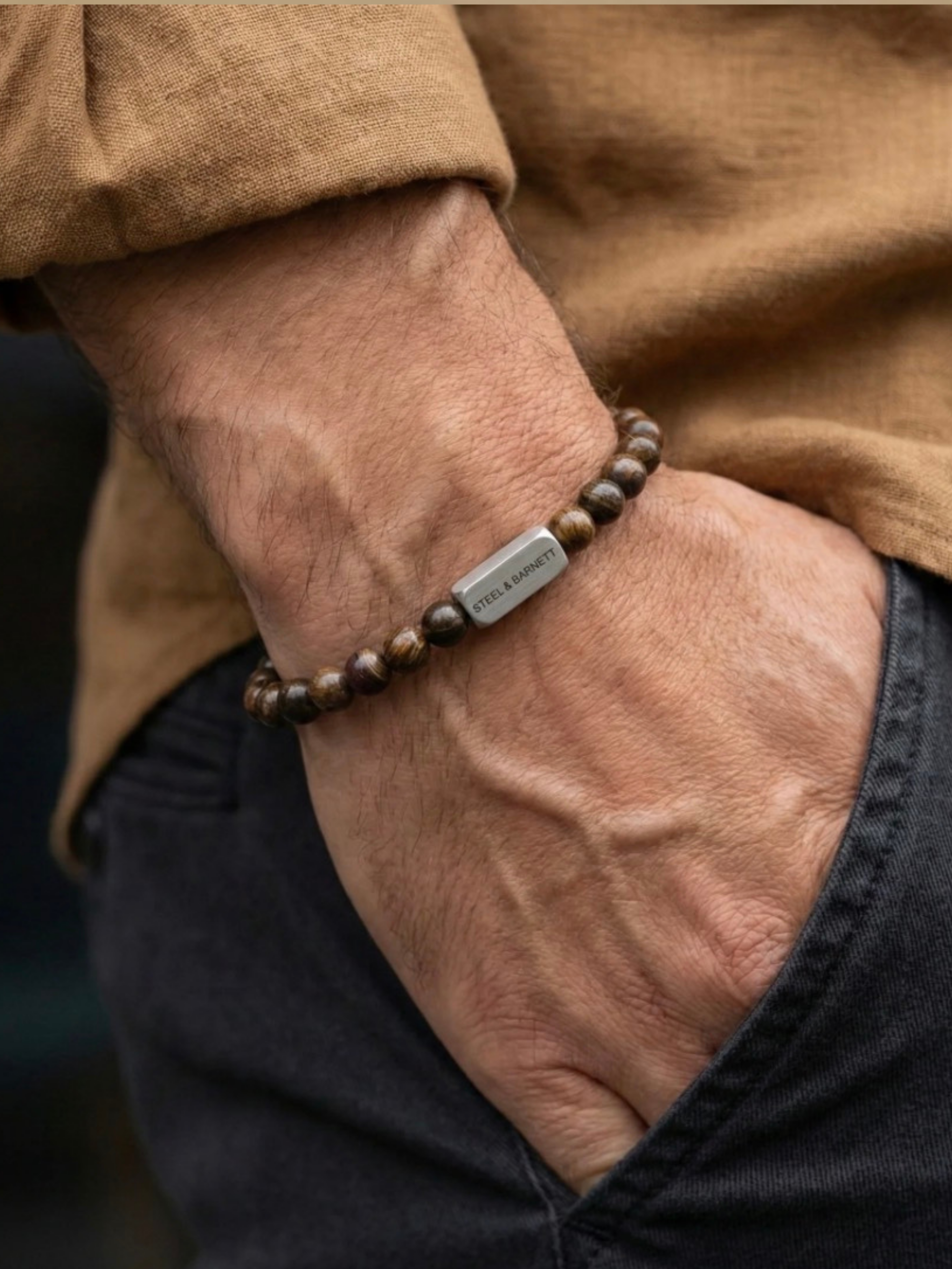 Steel & Barnett Stone Bracelet- Matte Bronzite