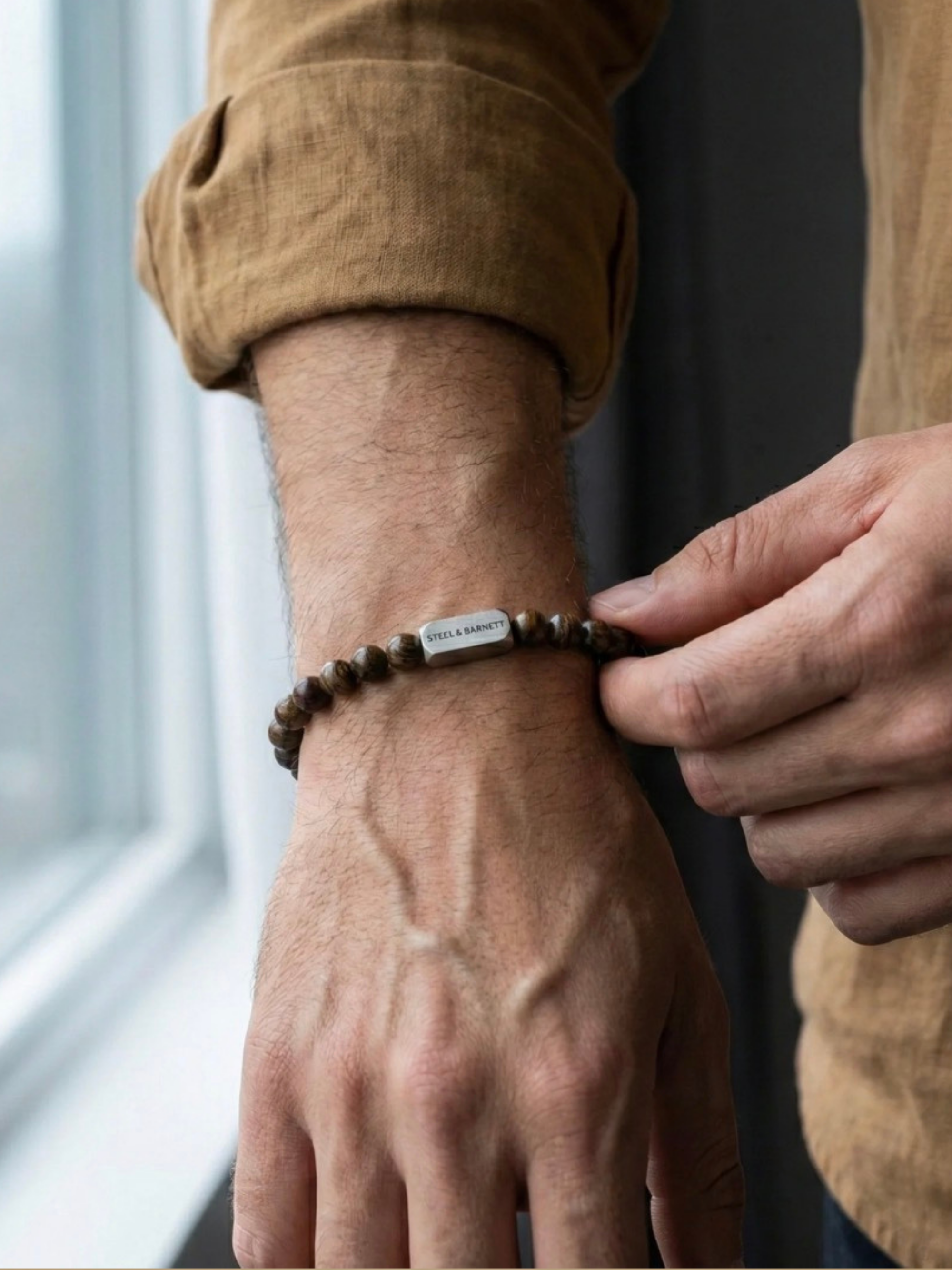 Steel & Barnett Stone Bracelet- Matte Bronzite