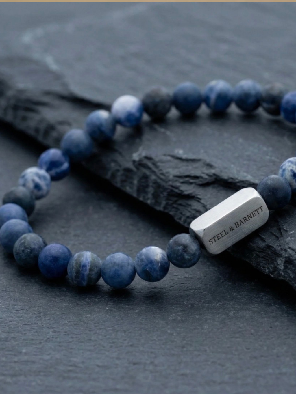 Steel & Barnett Stone Bracelet - Matte Sodalite