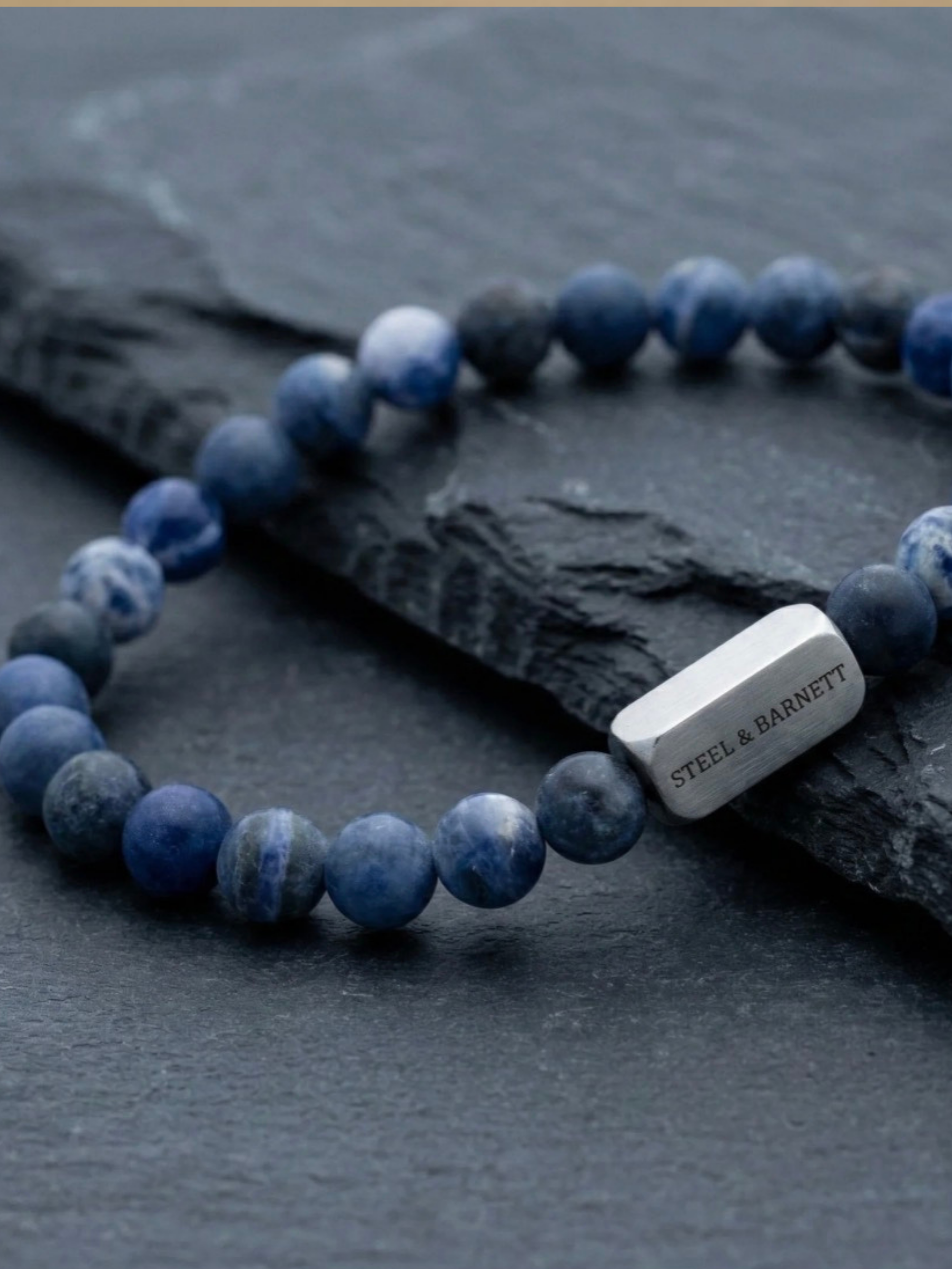 Steel & Barnett Stone Bracelet - Matte Sodalite