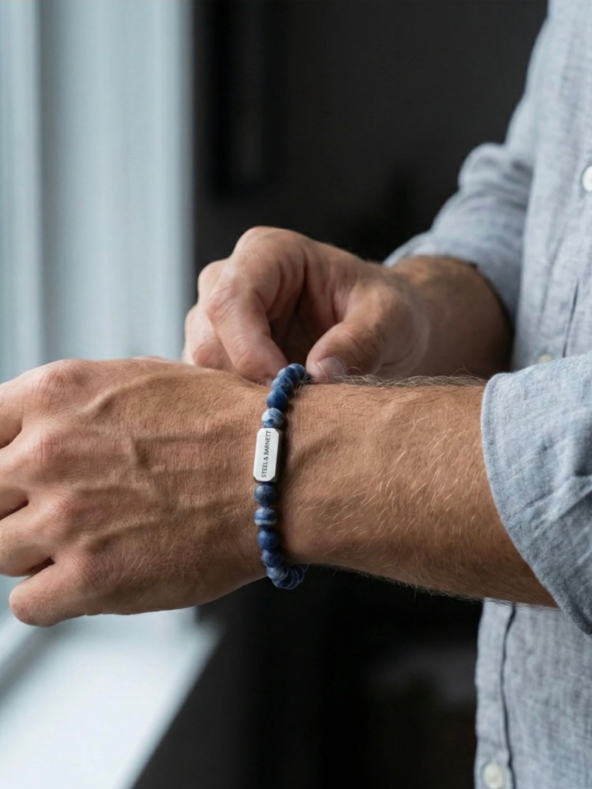 Steel & Barnett Stone Bracelet - Matte Sodalite