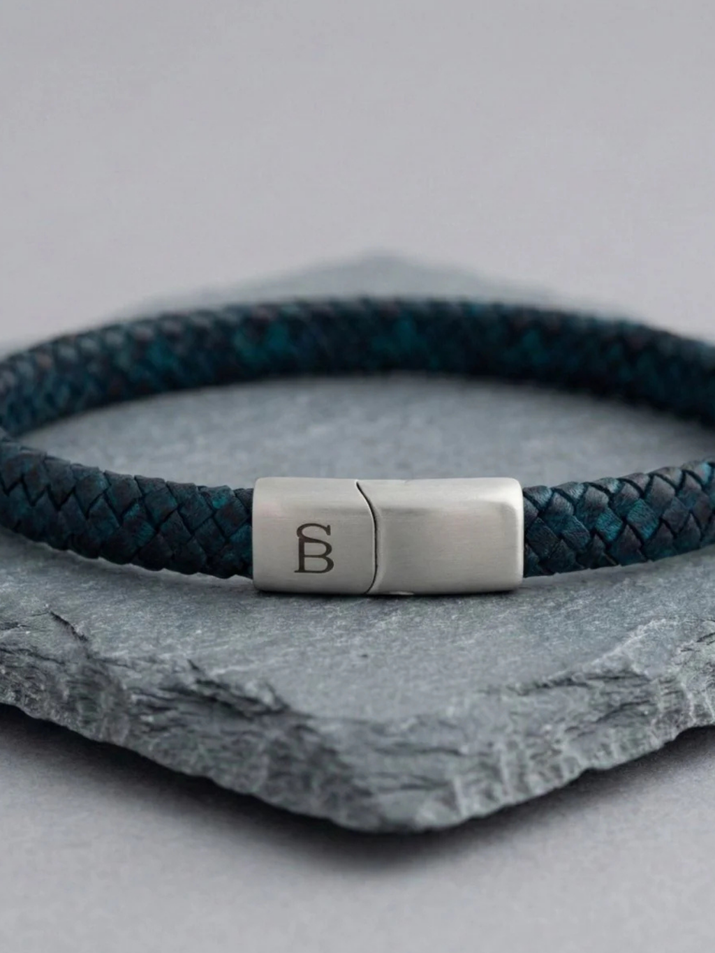 Steel & Barnett Leather Bracelet- Marine