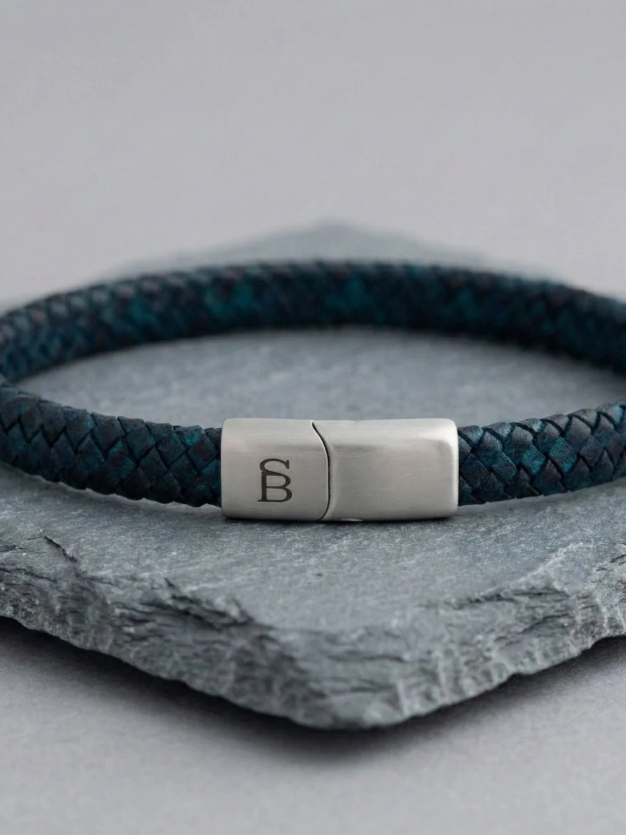 Steel & Barnett Leather Bracelet- Marine