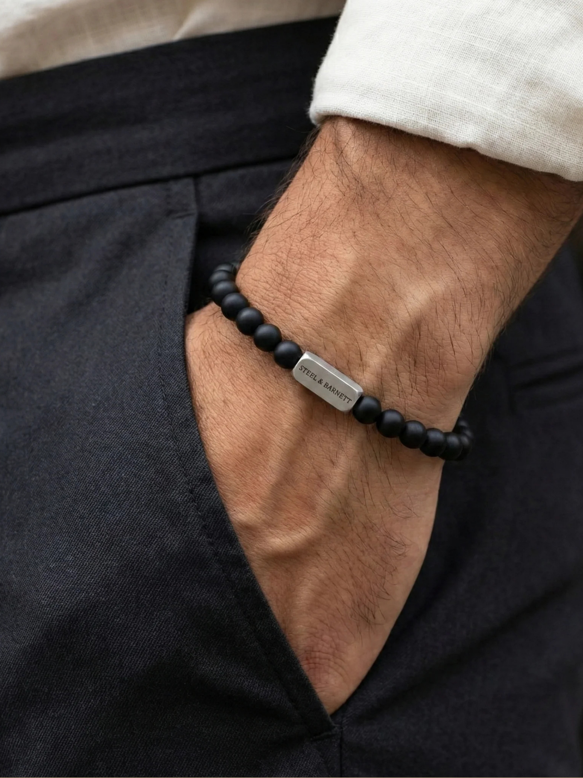 Steel & Barnett Stone Bracelet-Black