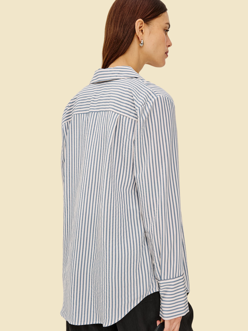 Beck Shirt - Ivory Steel Blue Stripe