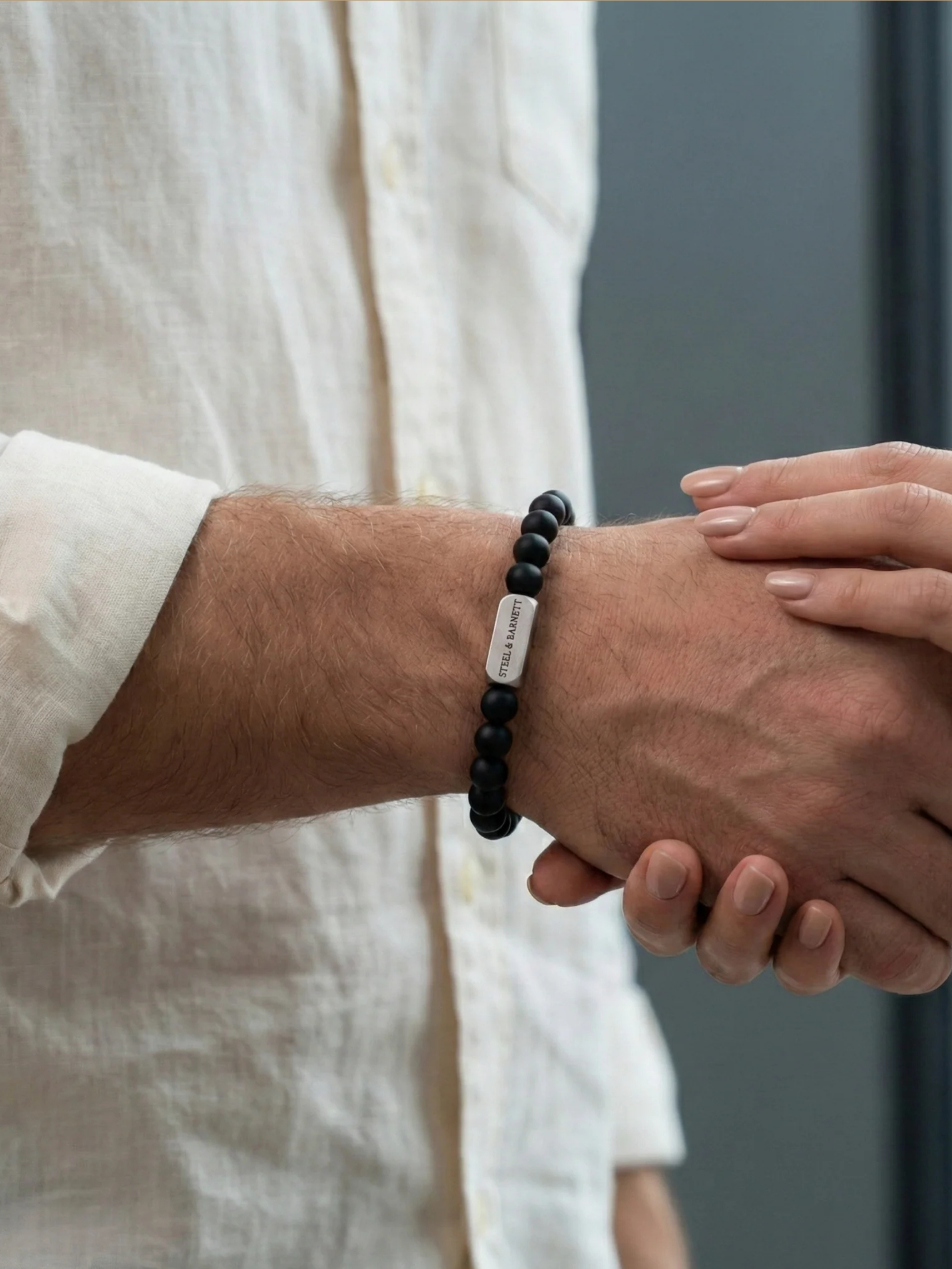 Steel & Barnett Stone Bracelet-Black