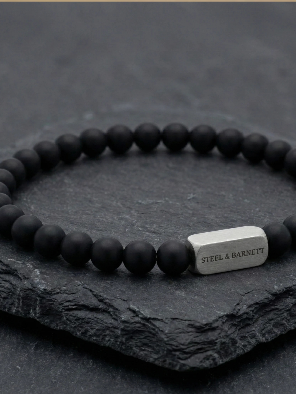 Steel & Barnett Stone Bracelet-Black