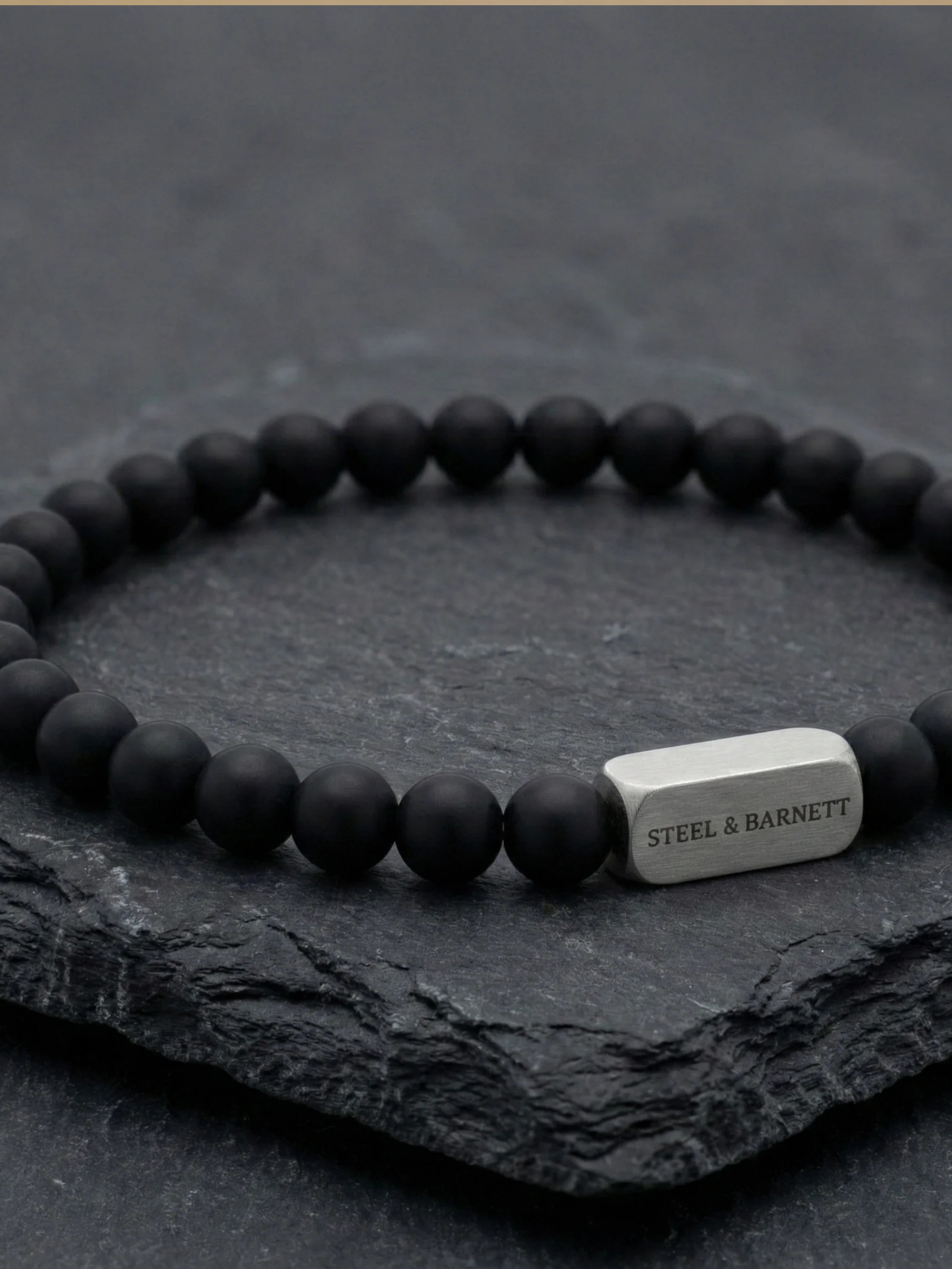Steel & Barnett Stone Bracelet-Black