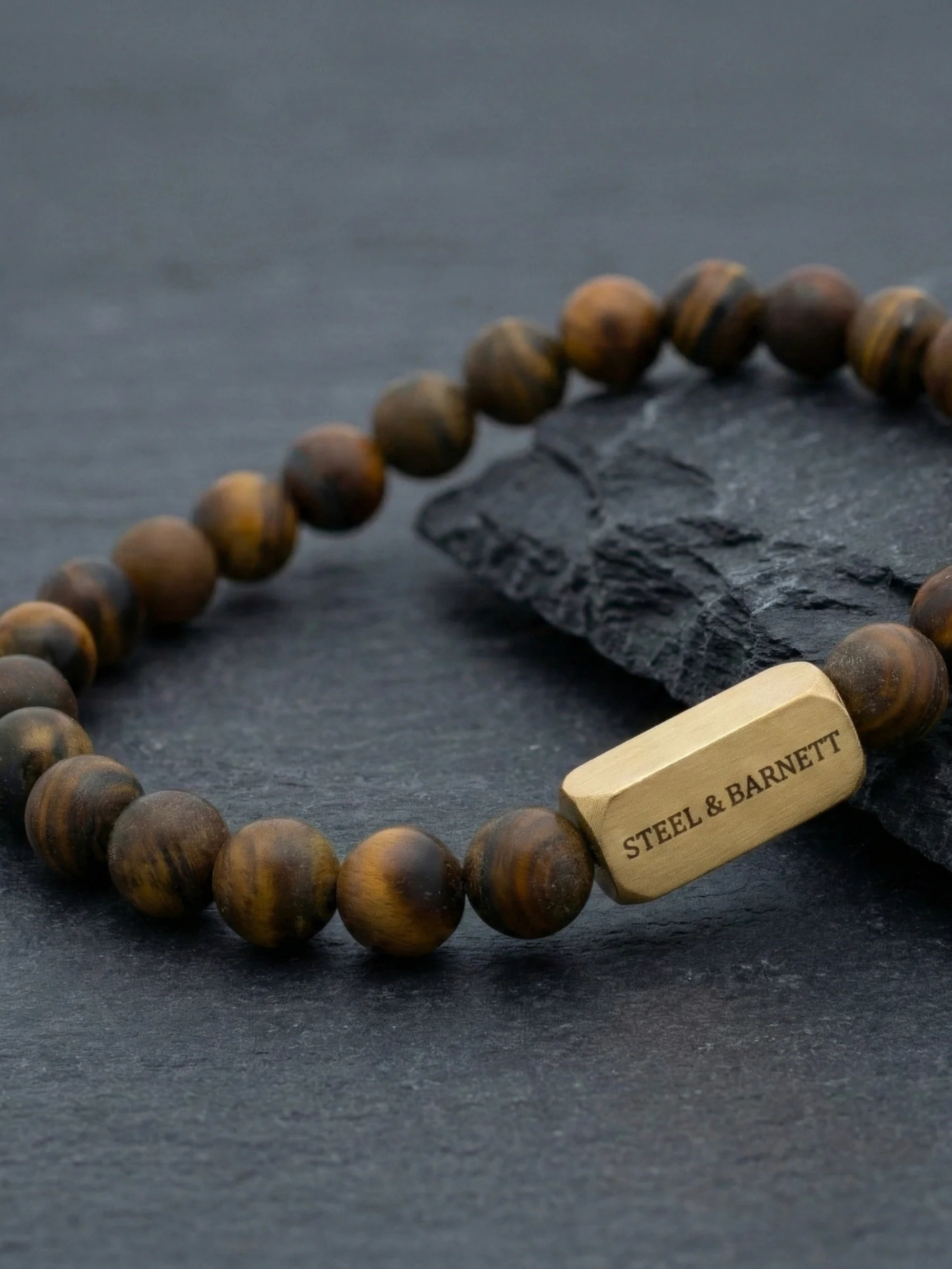 Steel & Barnett Stone Bracelet - Matte Tiger