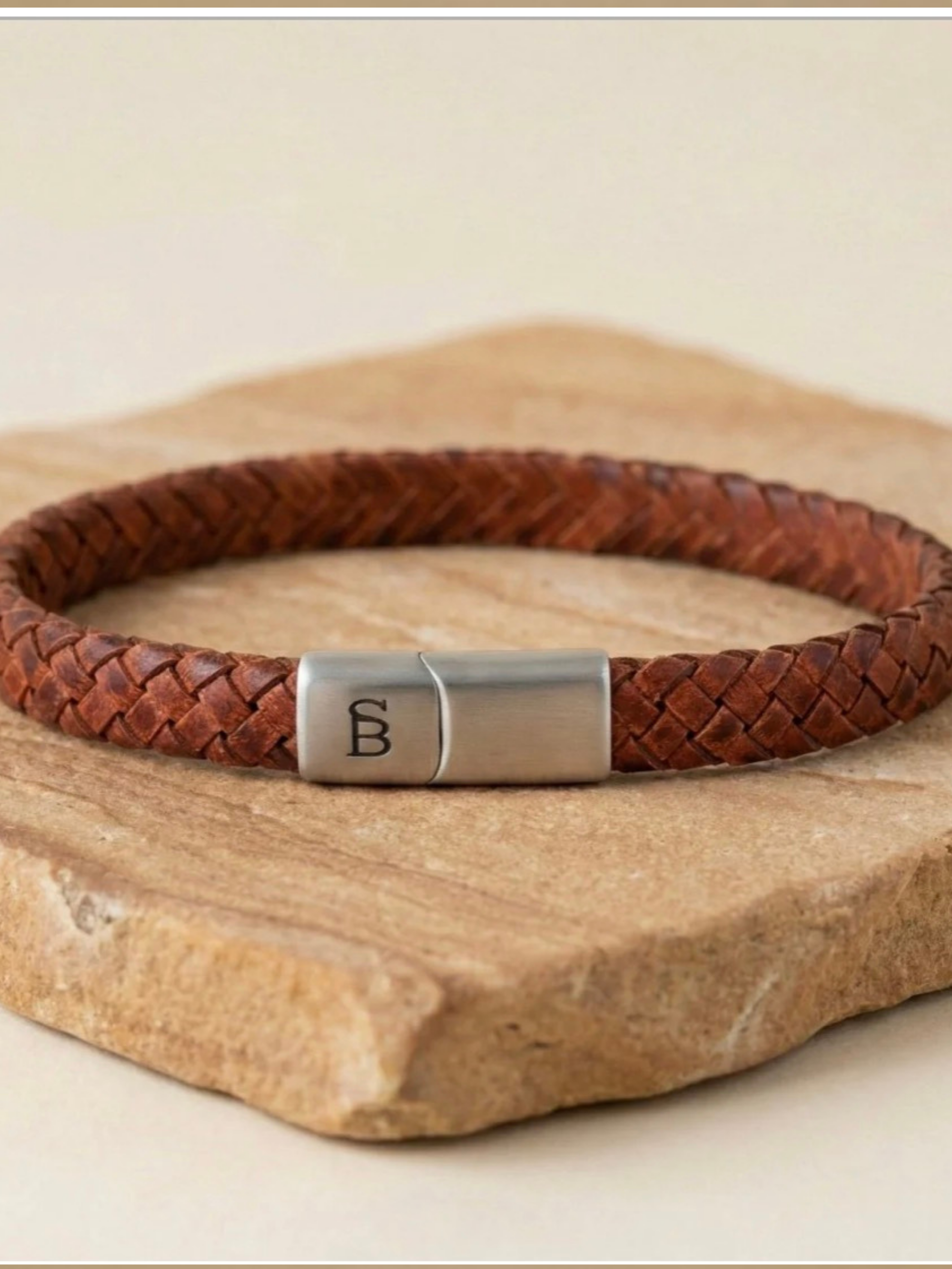Steel & Barnett Leather Bracelet- Caramel