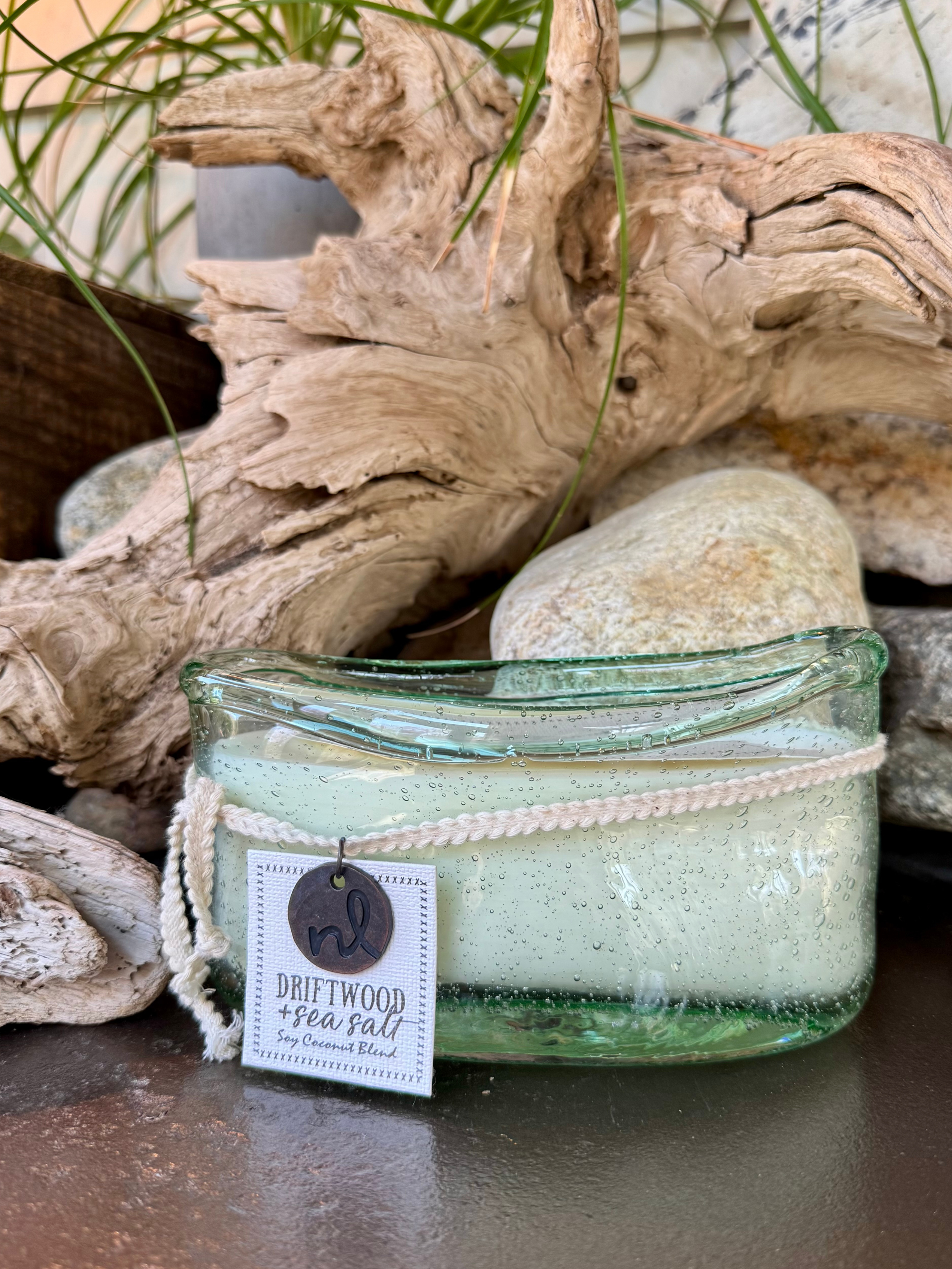 Northern Lights Handblown Candle - Driftwood & Sea Salt