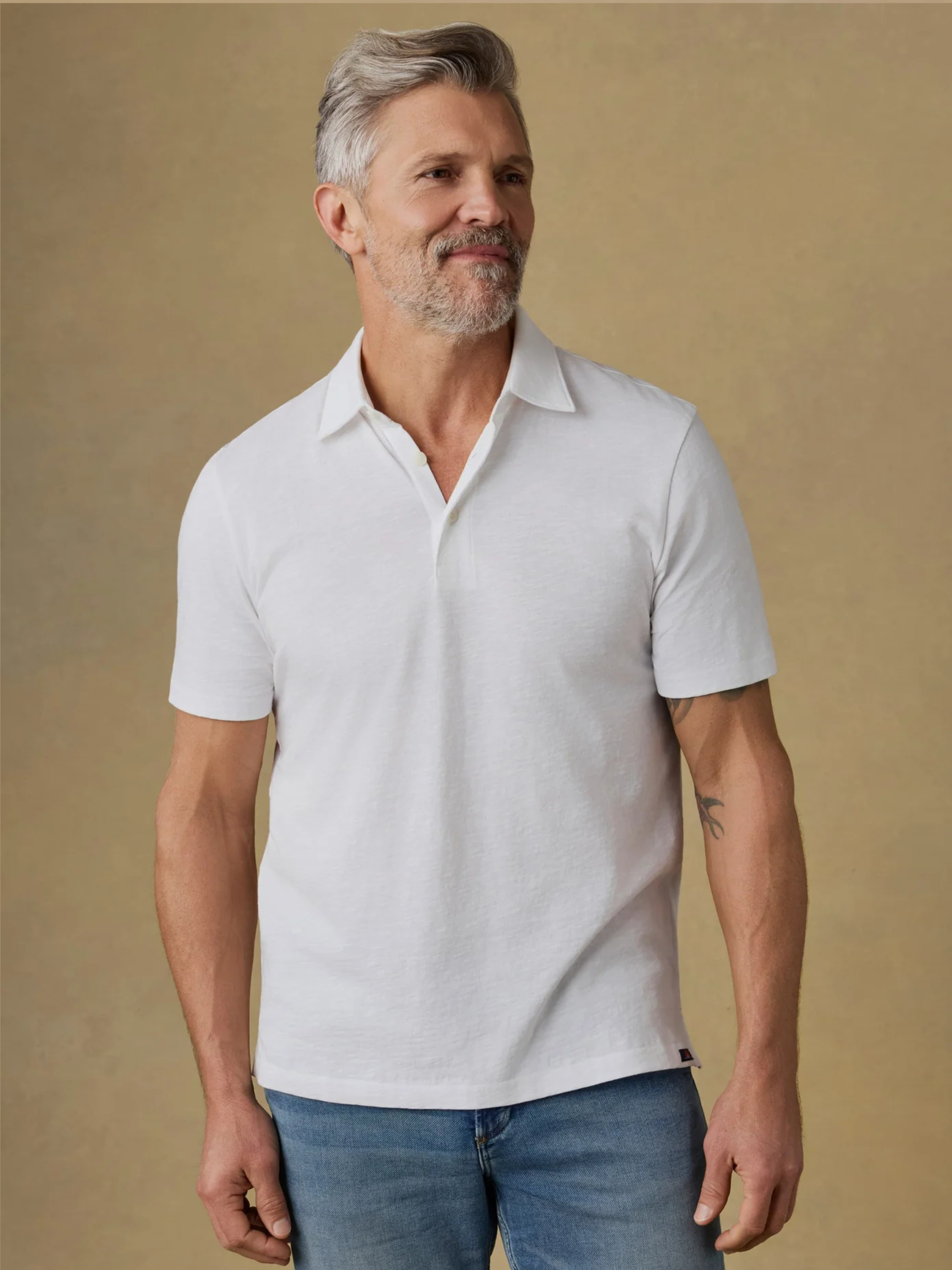Faherty Sunwashed T-Shirt Polo - White