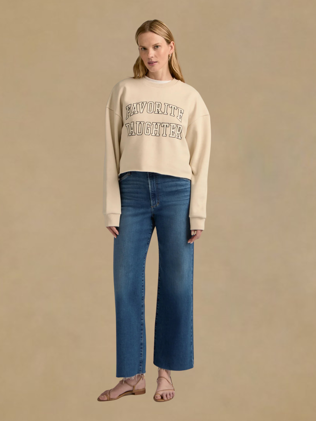 Favorite Daughter Cropped Collegiate Sweatshirt - French Oak