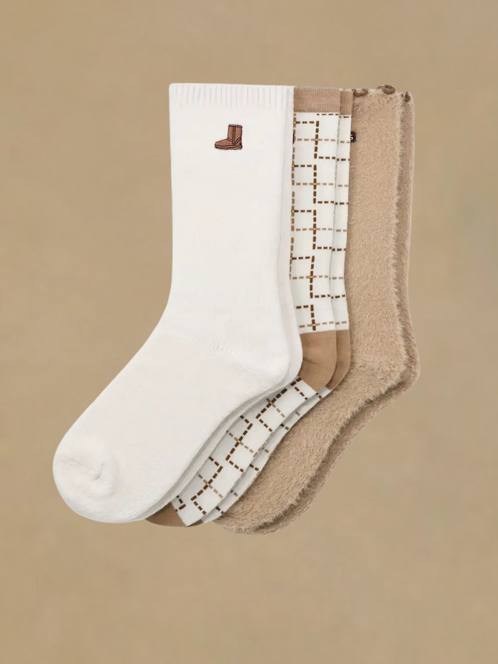 UGG Classic Crew 3 Pack Boot/Plaid/Sand
