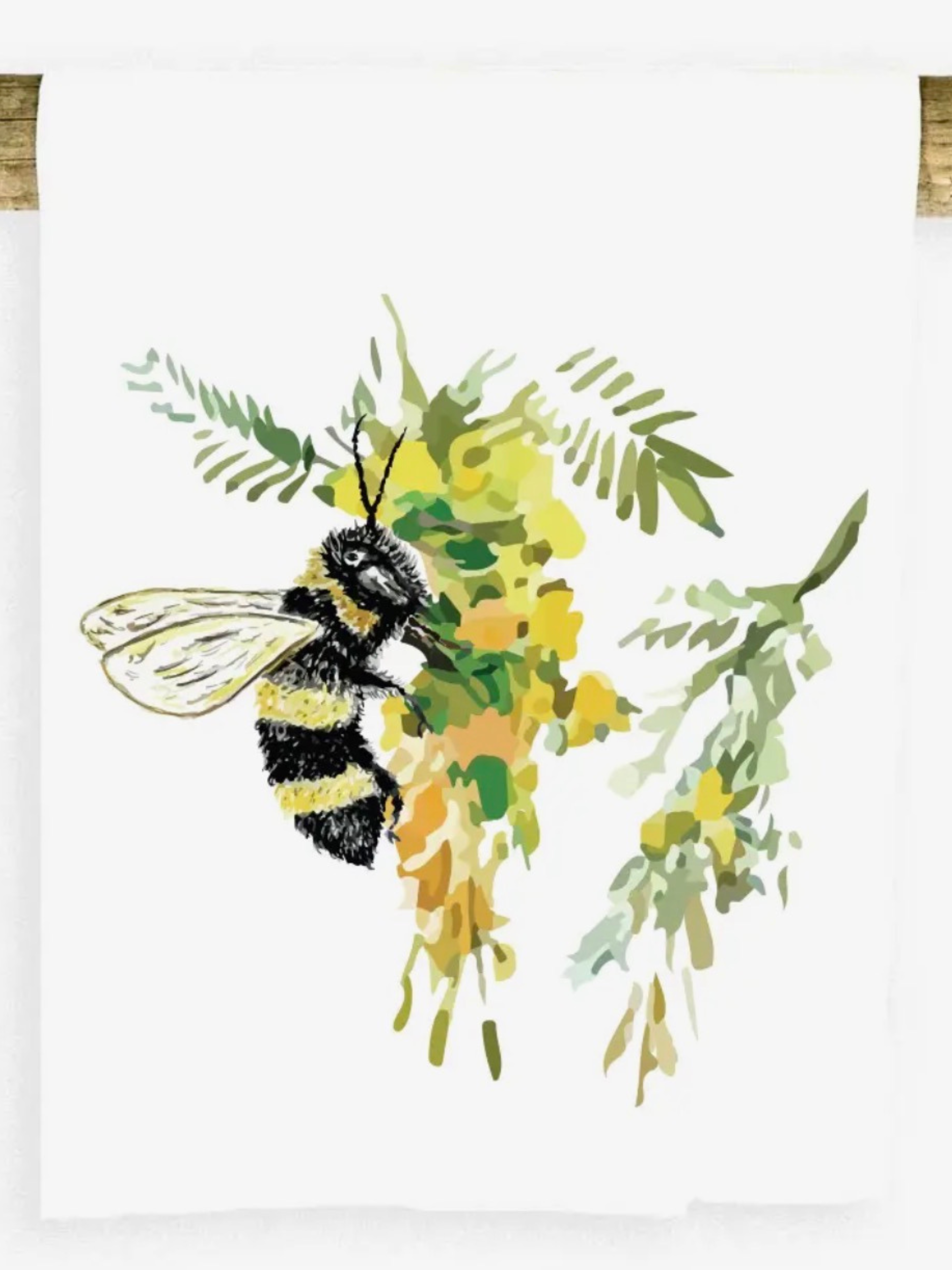 Bee on Flowers Tea Towel