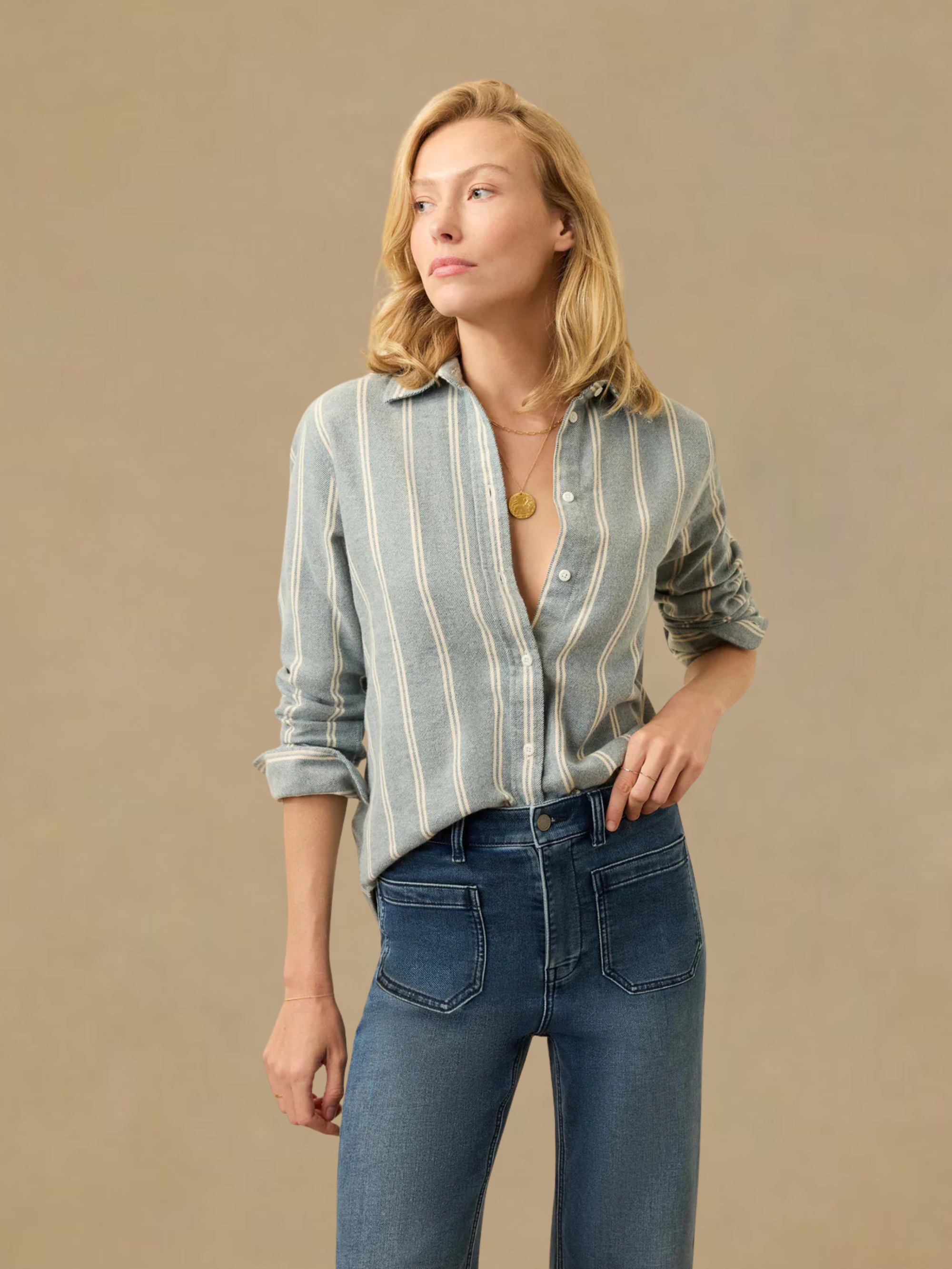 Faherty Heirloom Flannel - Blue Cove Stripe