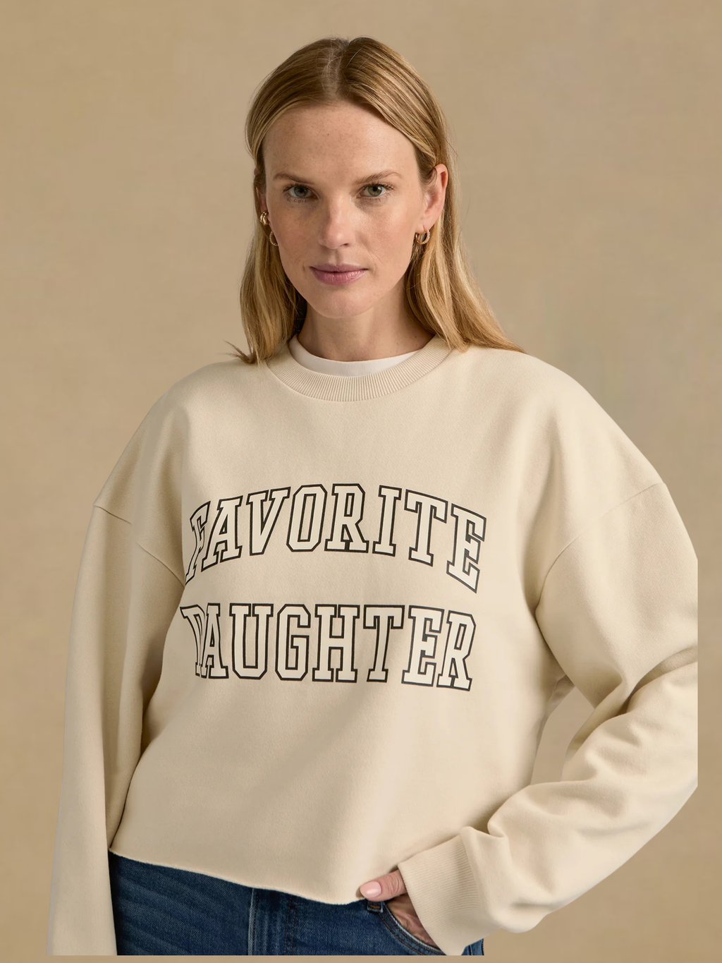 Favorite Daughter Cropped Collegiate Sweatshirt - French Oak