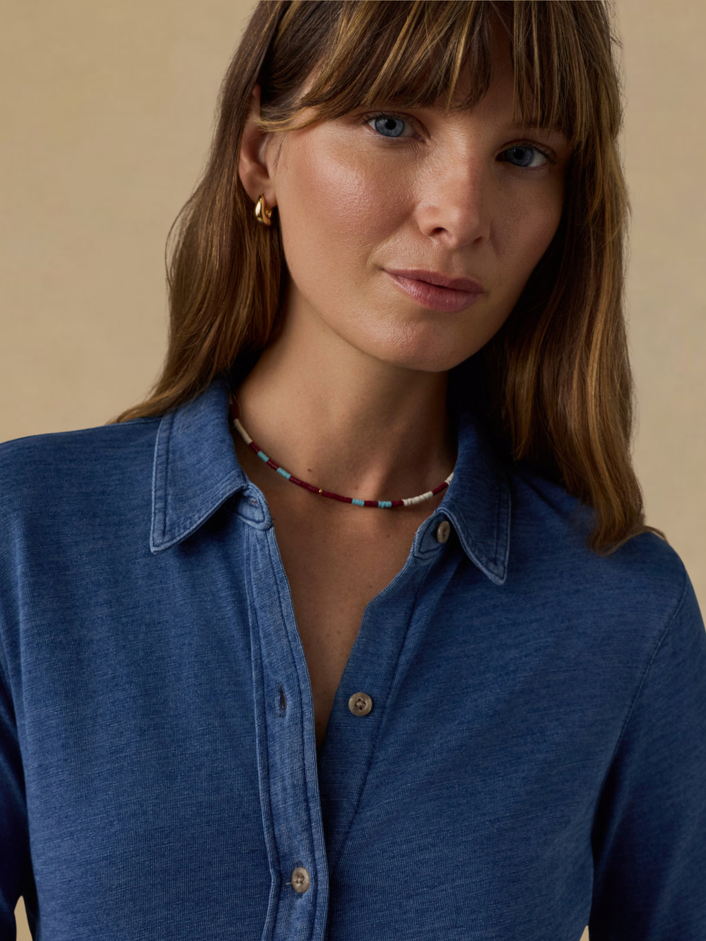 Faherty Sunwashed Knit Shirt - Medium Indigo Wash