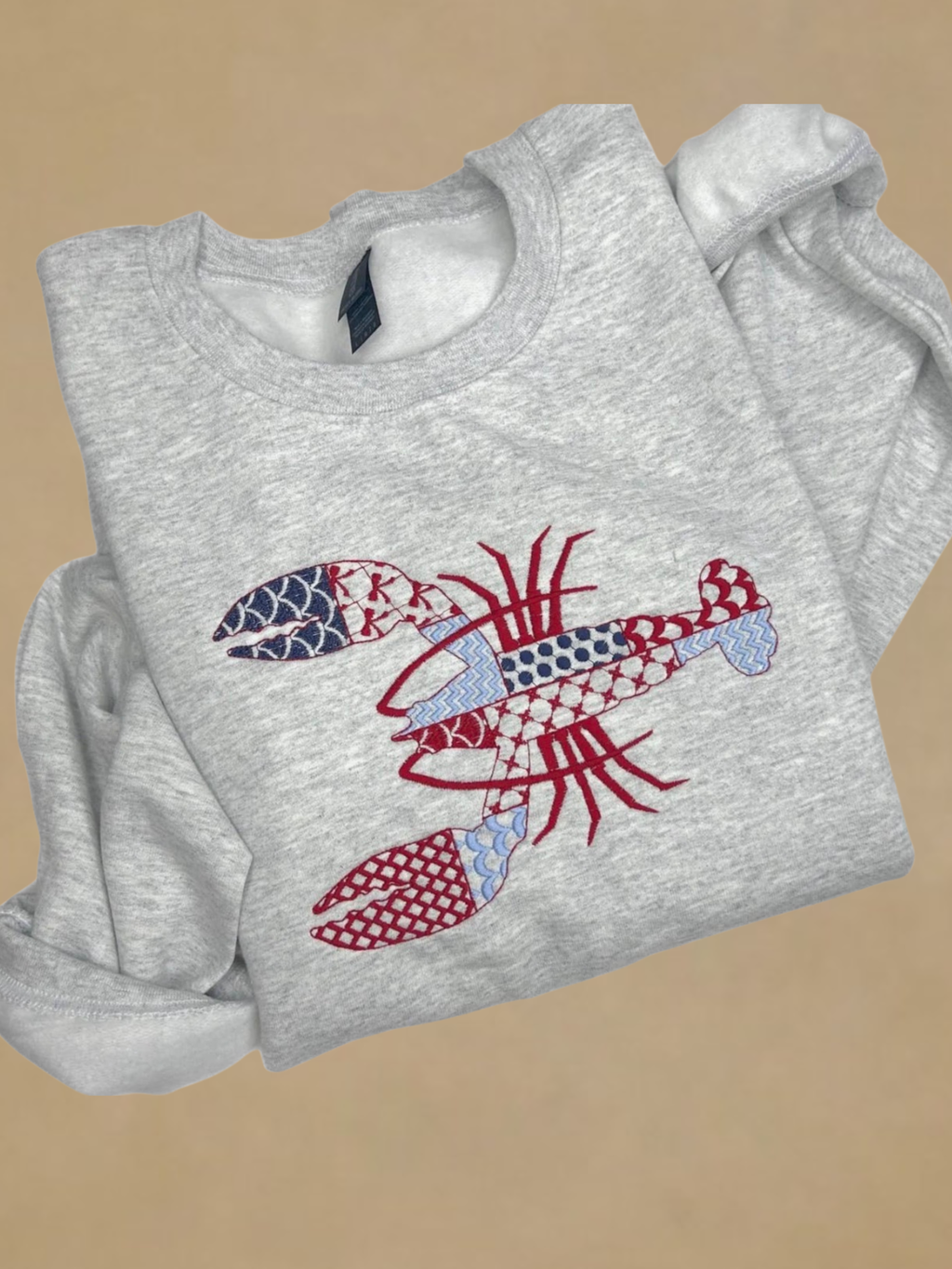 Lobster Patchwork Embroidered Sweatshirt