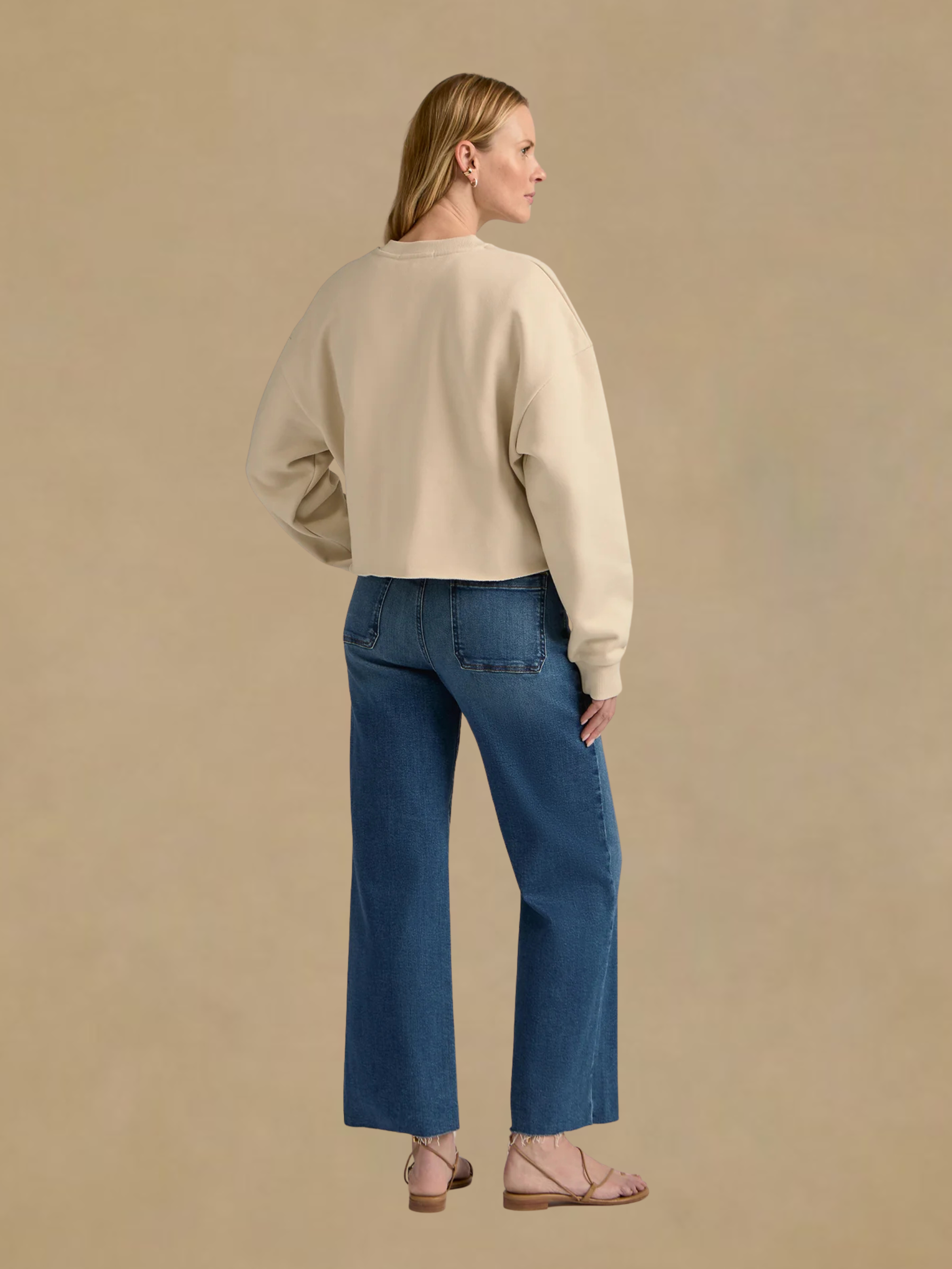 Favorite Daughter Cropped Collegiate Sweatshirt - French Oak