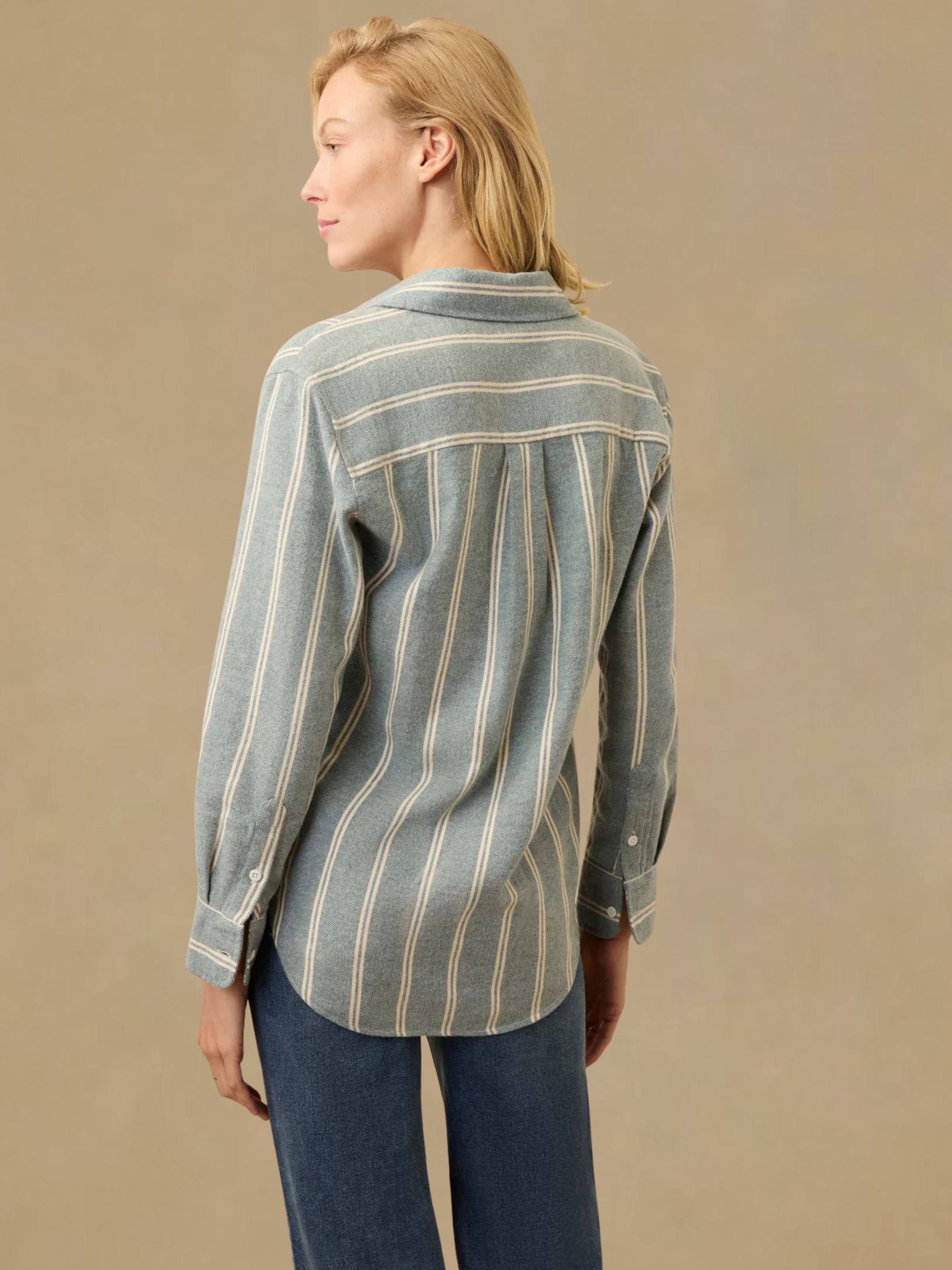 Faherty Heirloom Flannel - Blue Cove Stripe