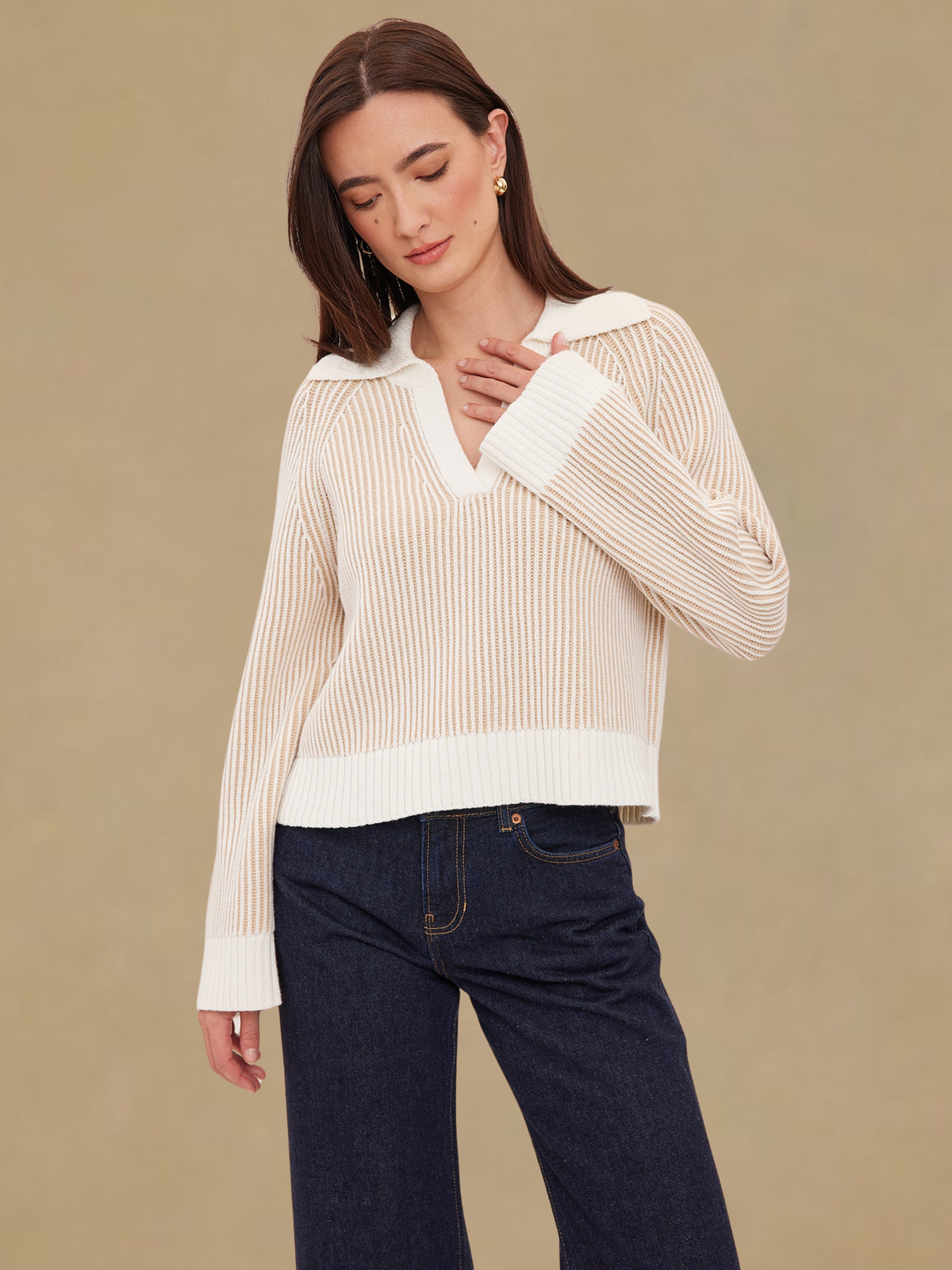 Gentle Fawn Xander V-Neck Sweater - Cream