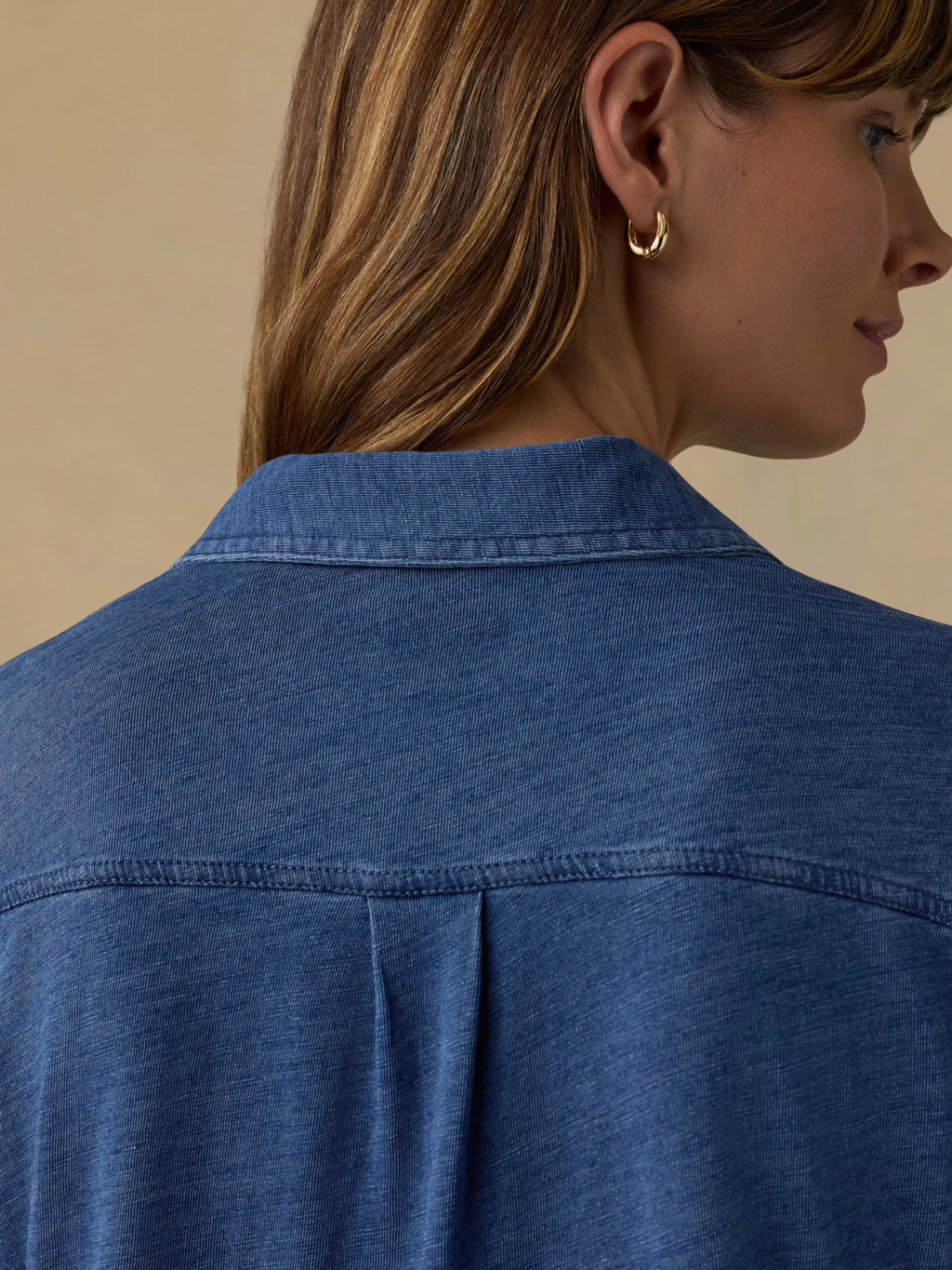 Faherty Sunwashed Knit Shirt - Medium Indigo Wash