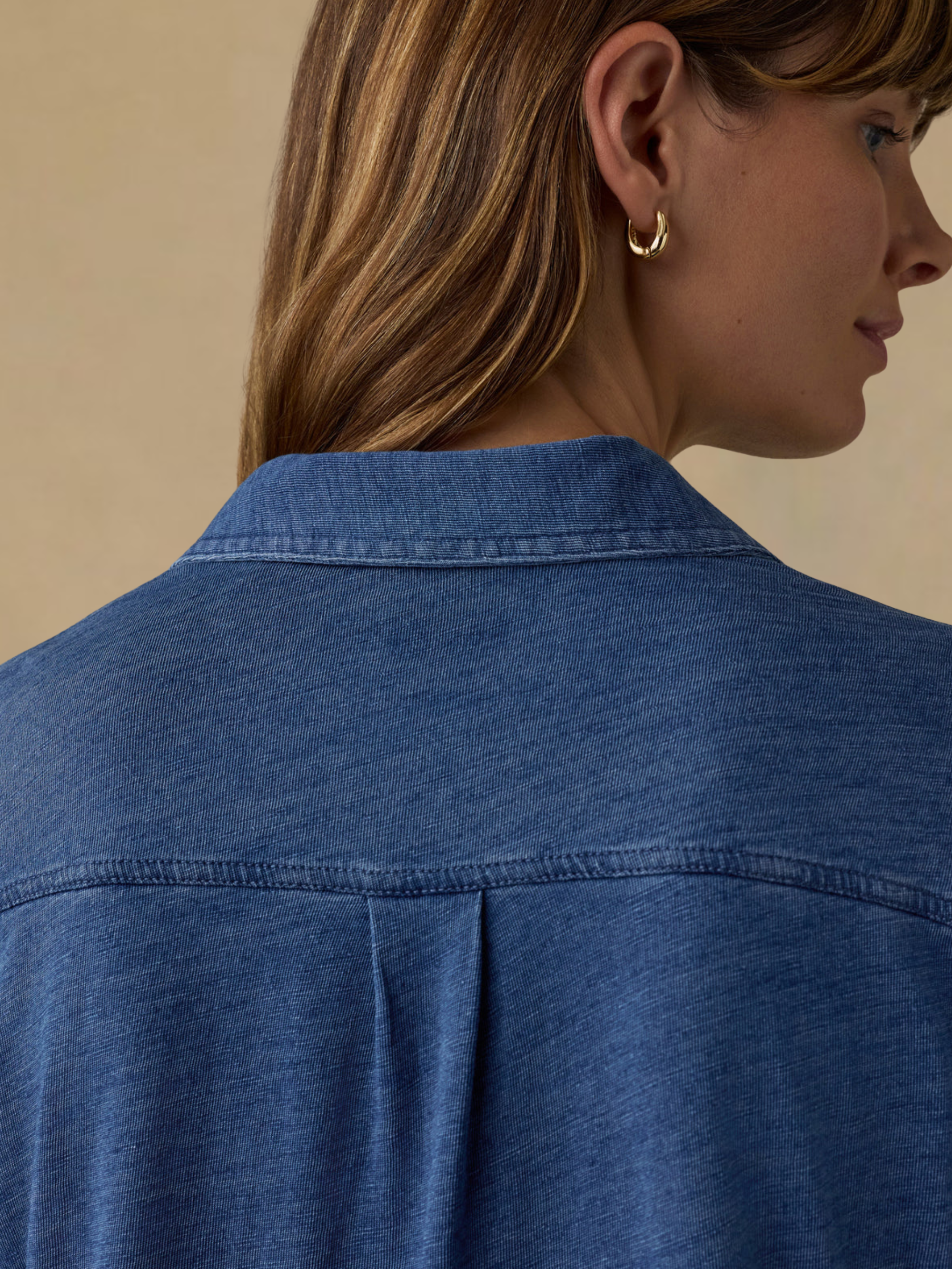 Faherty Sunwashed Knit Shirt - Medium Indigo Wash