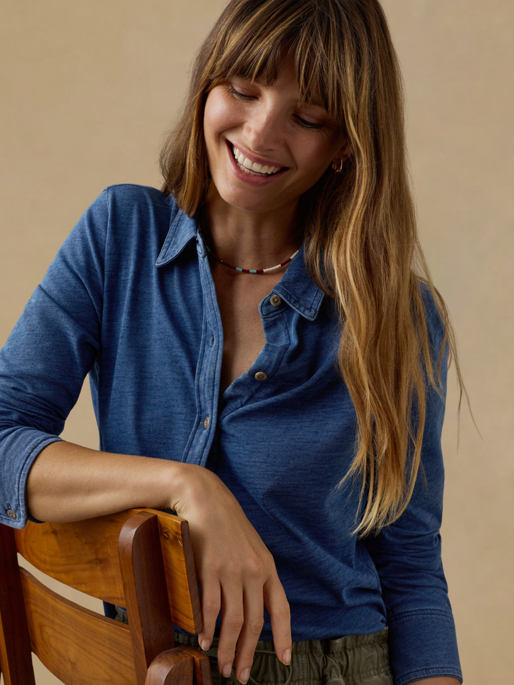 Faherty Sunwashed Knit Shirt - Medium Indigo Wash
