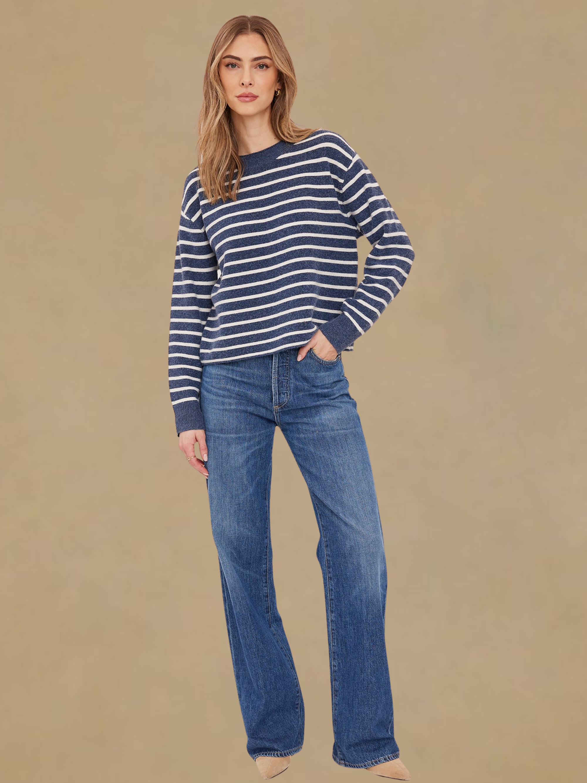 Gentle Fawn Pullover Sweater - Navy Stripe