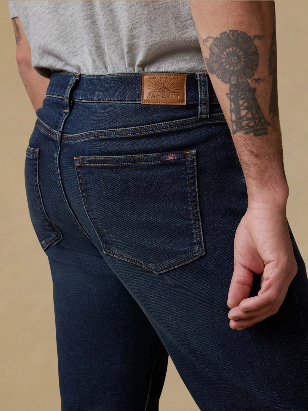 Faherty Stretch Terry Indigo 5-Pocket Pant Belmar Coast Wash